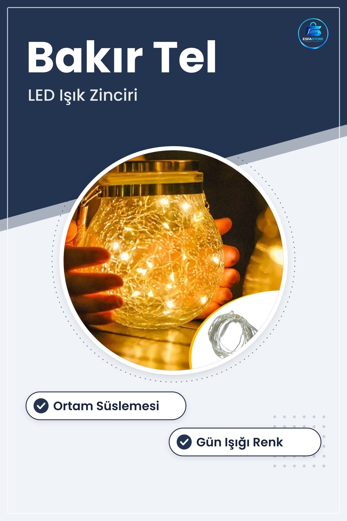 Bakır Tel Dekoratif Aydınlatma Günışığı Led Işık Zinciri Ortam Süslemesi İçin Pratik Hediyelik