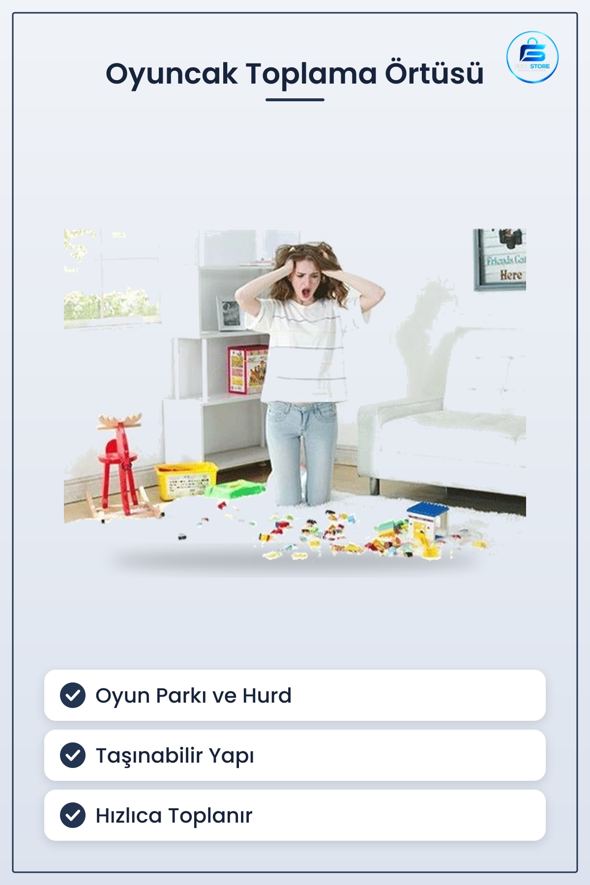 Oyuncak Toplama Örtüsü Oyun Parkı Hurcu Taşınabilir Çocuk Dayanıklı Kullanışlı Pratik Hediyelik