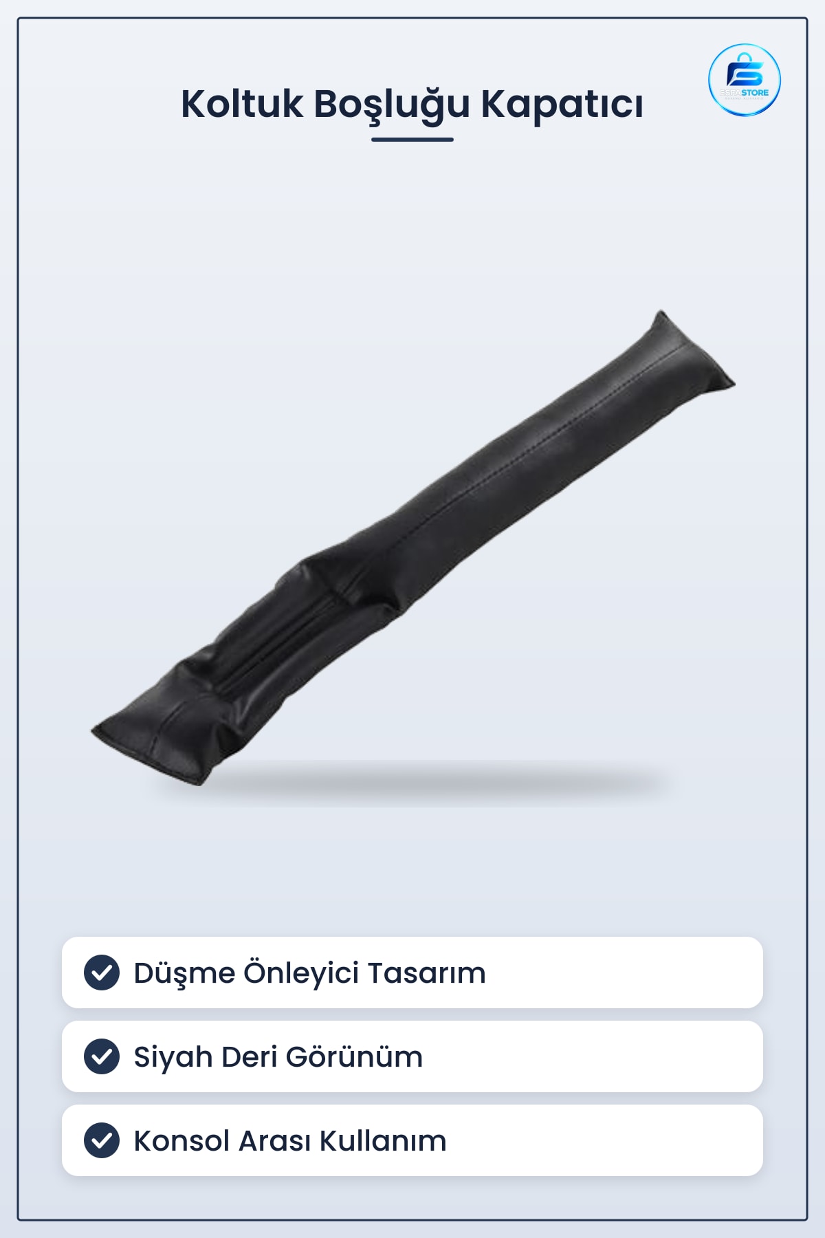 Koltuk Konsol Arası Boşluk Kapatıcı Düşme Önleyici Siyah Deri Aparat 1 Çift Araç İçi