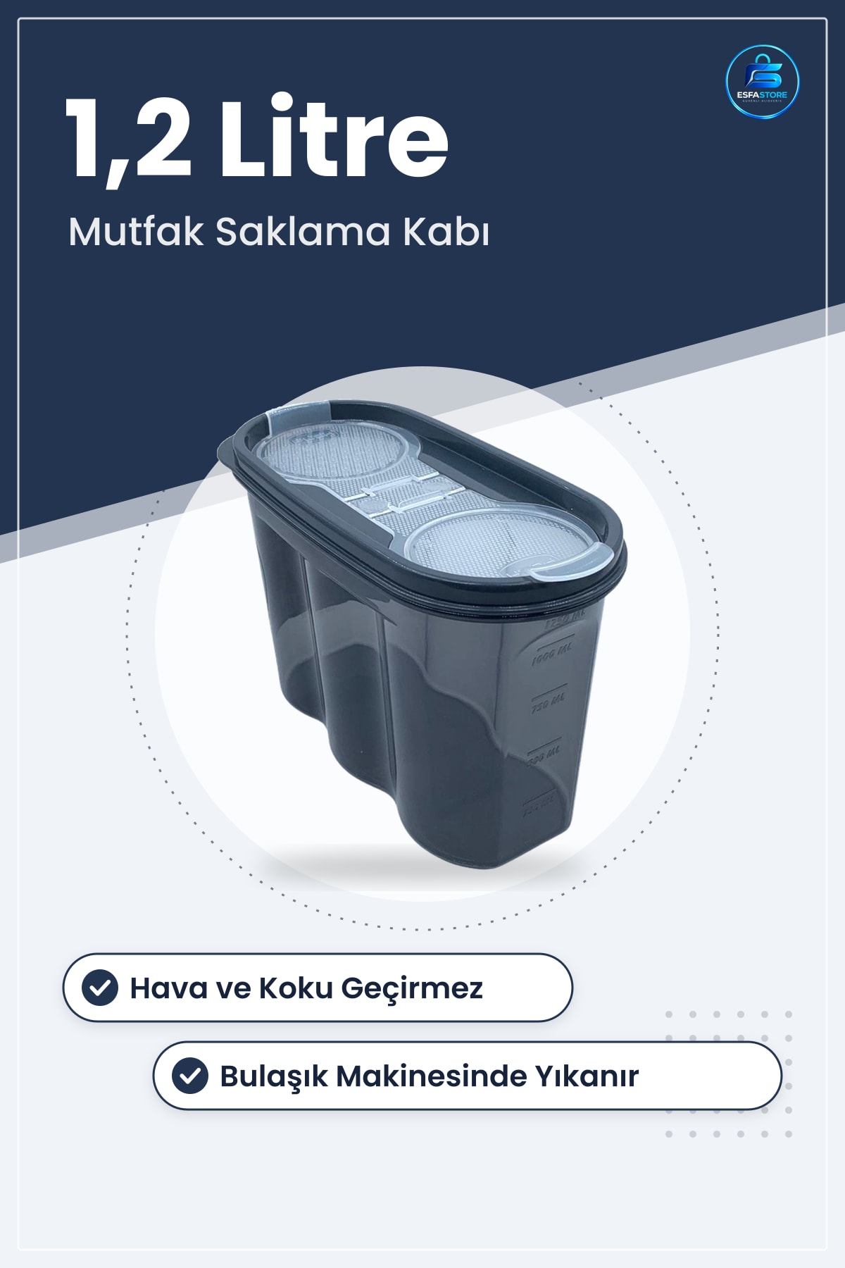 Ölçekli Erzak Saklama Kabı Çift Haznesi Filtreli Kapaklı Bakliyat Baharat Mutfak Düzenleyici Kutu