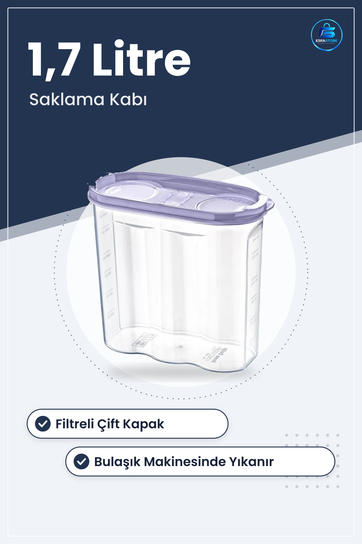 Erzak Saklama Kutusu Çift Kapaklı Filtreli Kuru Gıda Kabı Ölçekli Bakliyat Düzenleyici Pratik