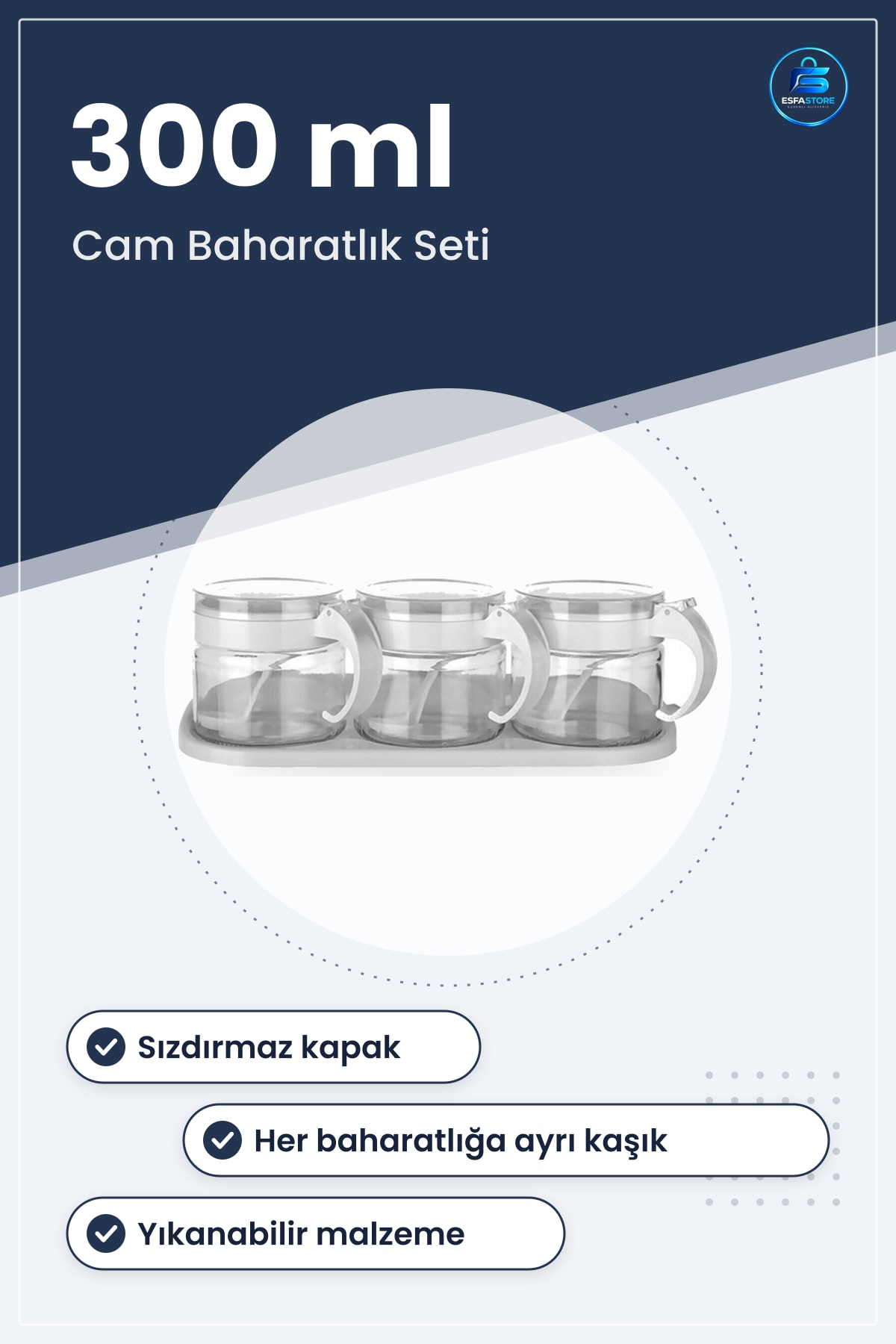 Cam Baharatlık Takımı Mutfak Standlı Kapaklı Kaşıklı Hava Sızdırmaz Kullanışlı Dayanıklı Pratik