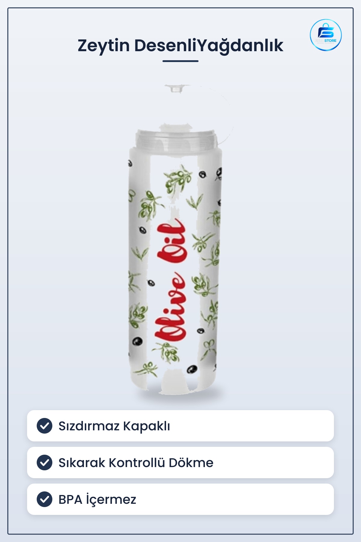 Plastik Yağdanlık Sızdırmaz Kapaklı Sos Şişesi Zeytin Desenli Hassas Dökme Mutfak Pratik Kullanım