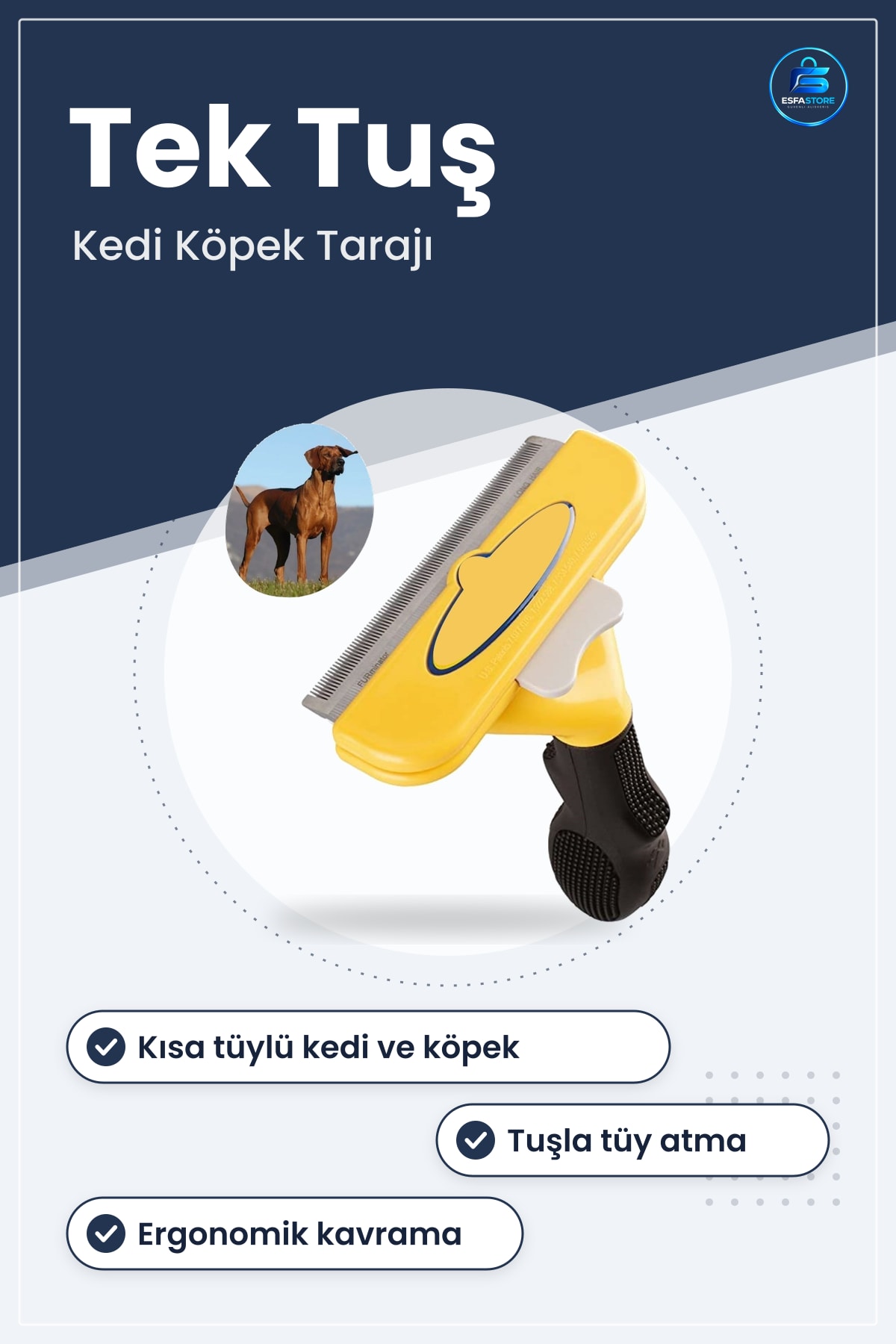 Kedi Köpek Tüy Toplayıcı Tarak Kısa Tüylü Ergonomik Hediyelik Pratik Kullanışlı Evcil Hayvan Bakımı