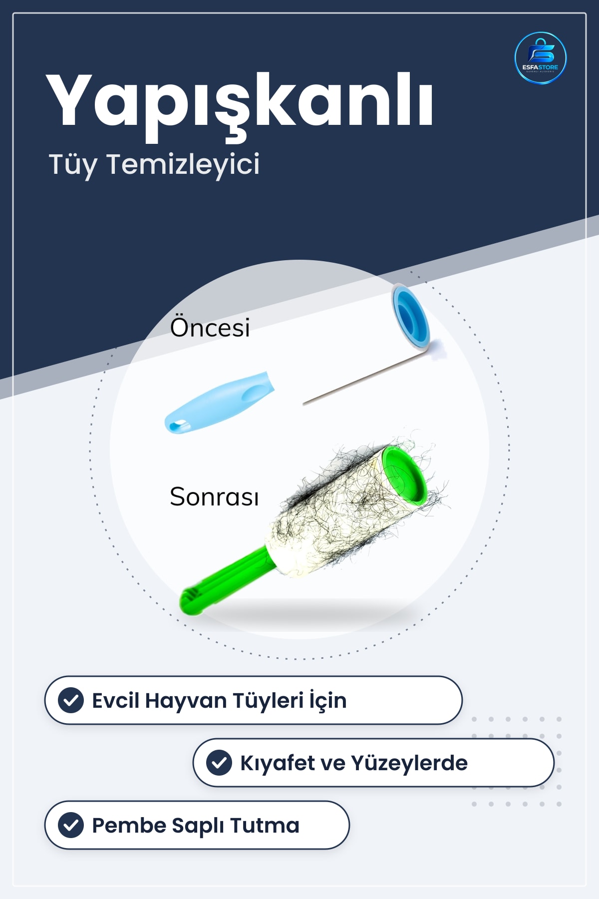 Evcil Hayvan Tüy Temizleme Rulosu Pratik Yapışkanlı Toplayıcı Aparat Kullanışlı Hediyelik