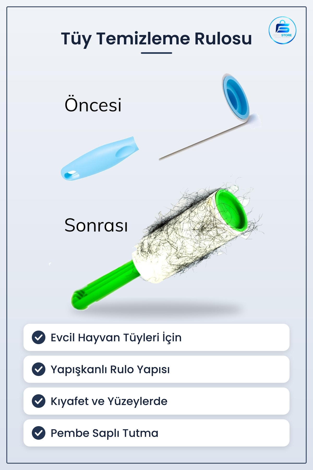 Evcil Hayvan Tüy Temizleme Rulosu Pratik Yapışkanlı Toplayıcı Aparat Kullanışlı Hediyelik