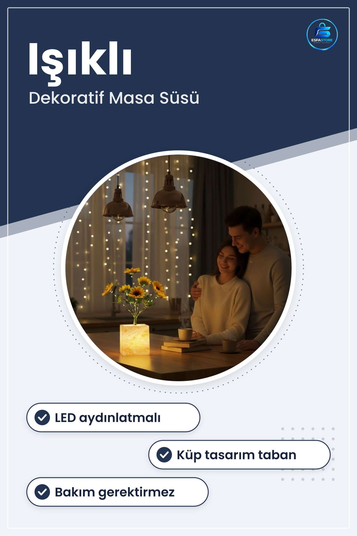 Işıklı Yapay Çiçek Sakslı LED Dekoratif Masaüstü Süs Bitkisi Ev Ofis Aydınlatmalı Hediyelik
