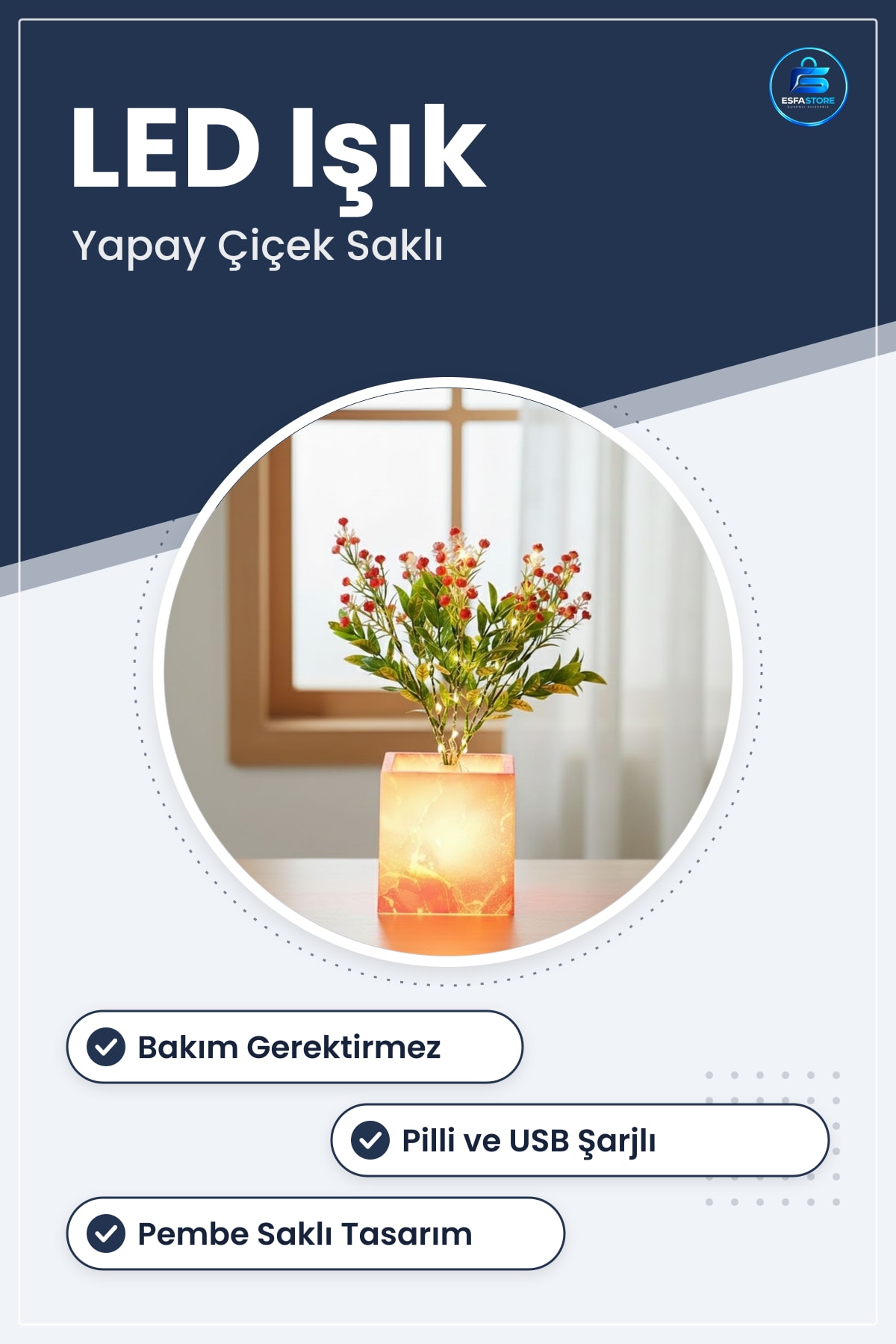 Işıklı Yapay Çiçek Saksılı LED Dekoratif Bitki Masaüstü Ev Ofis Aydınlatmalı Süs Bitkisi Hediyelik