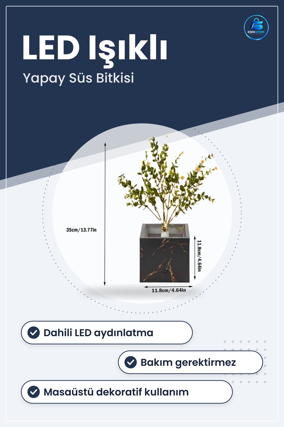 Işıklı Yapay Çiçek LED Dekoratif Süs Bitkisi Saksılı Masaüstü Ev Ofis Aydınlatması Pratik