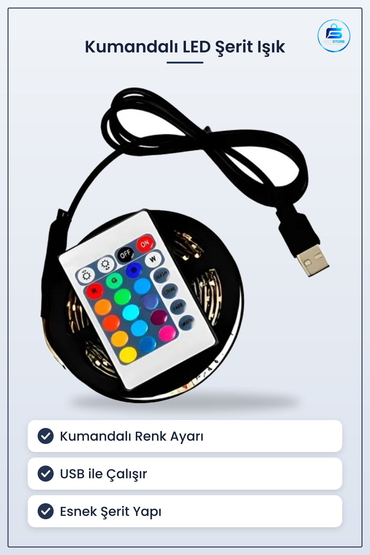 Kumandalı USB LED Şerit Işık Ayarlanabilir Dekoratif Ortam Ambiyans Aydınlatması Pratik Esnek