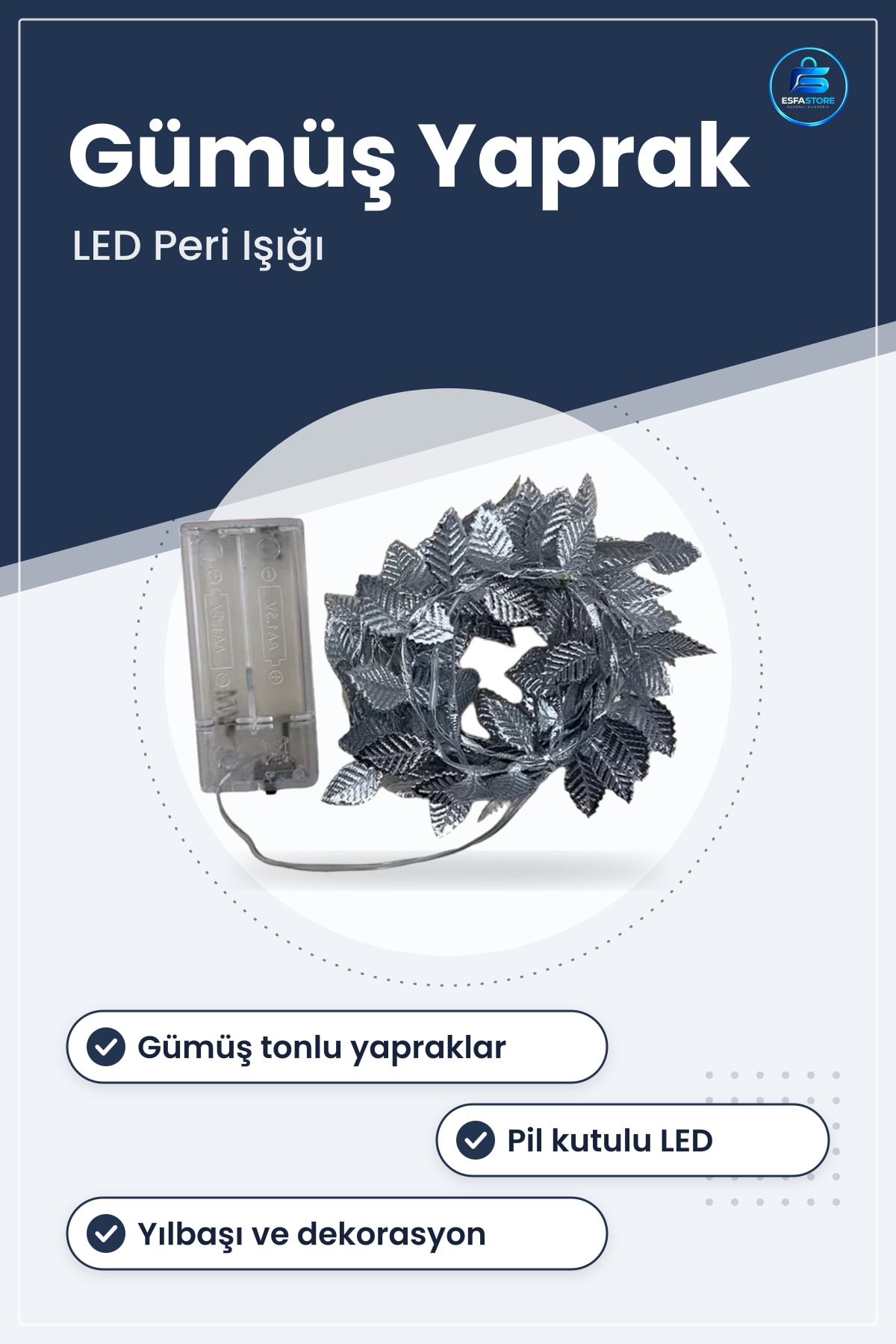 Yaldızlı Yapraklı LED Peri Işığı Dekoratif Ortam ve Yılbaşı Aydınlatması Hediyelik Pratik Kullanışlı