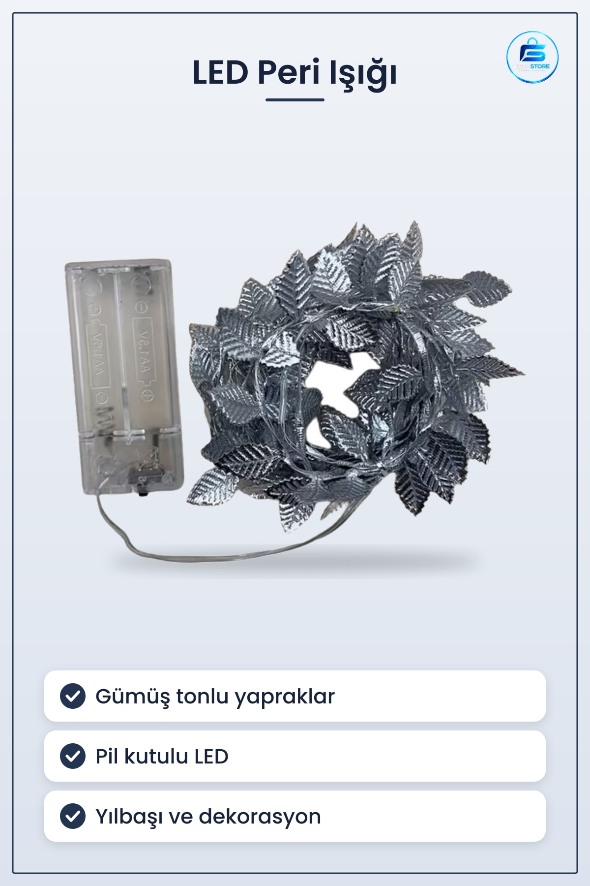 Yaldızlı Yapraklı LED Peri Işığı Dekoratif Ortam ve Yılbaşı Aydınlatması Hediyelik Pratik Kullanışlı