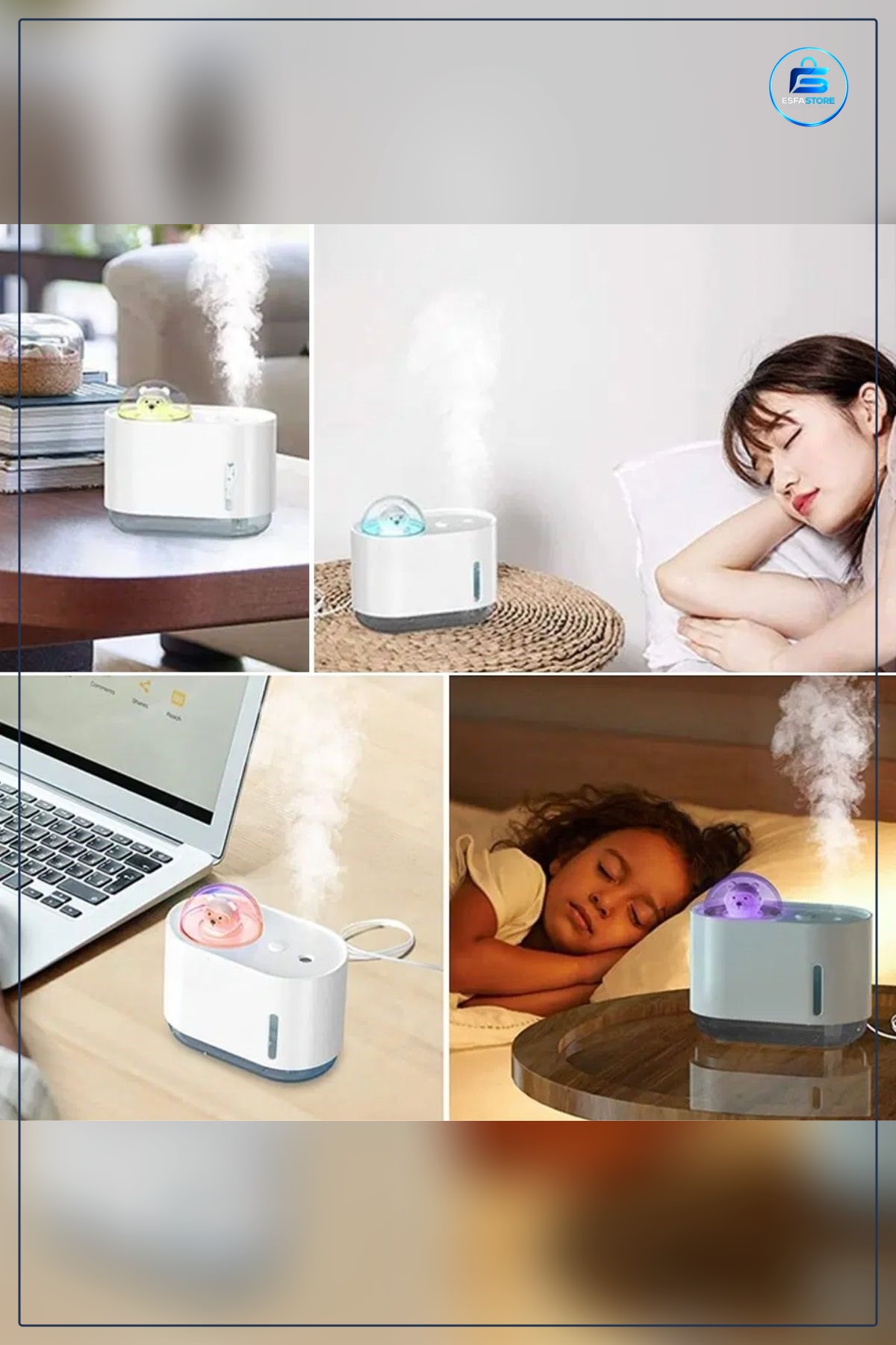 Uzay Ayısı USB Hava Nemlendirici LED Işıklı Masaüstü Buhar Makinesi Yatak Odası İçin Sessiz Mini