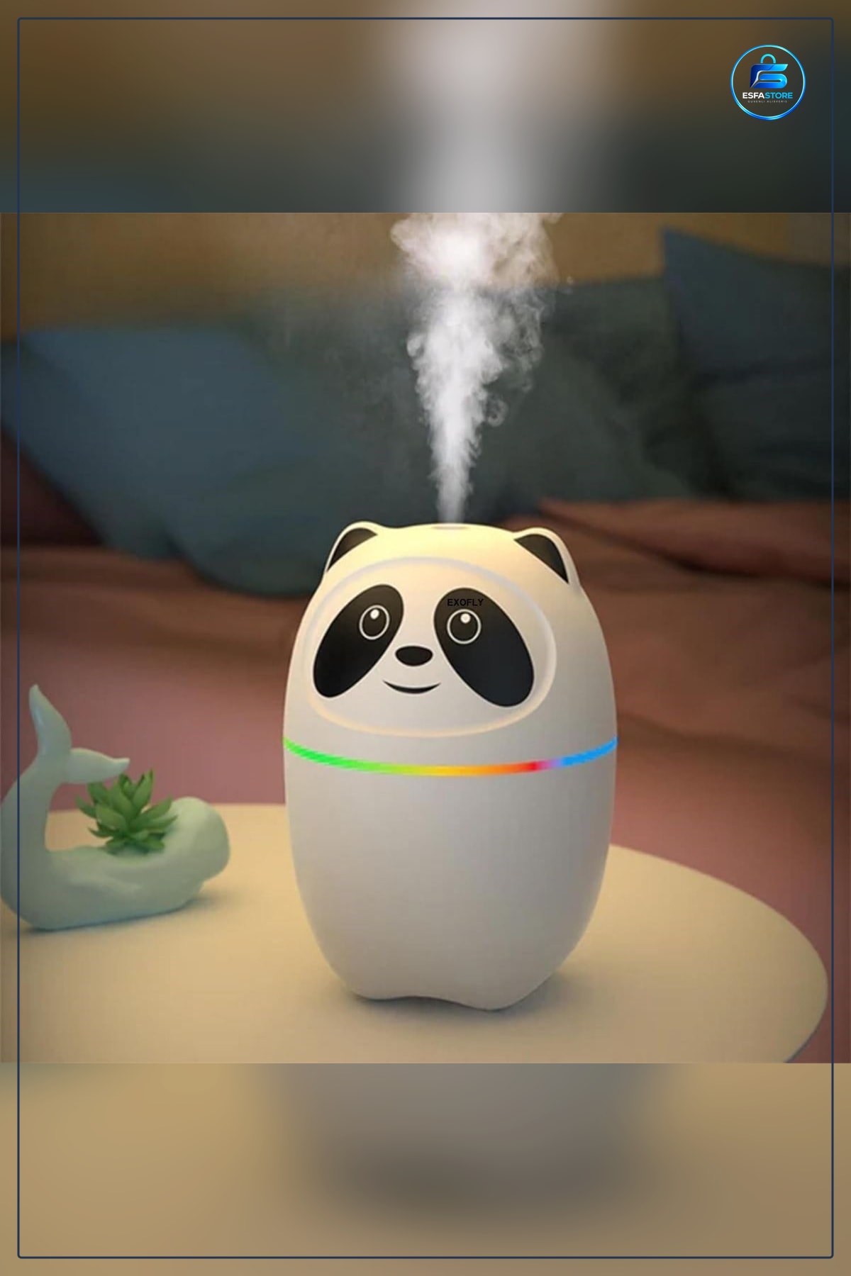 Panda Fıgerlü Ultrasonik Hava Nemlendirici Soğuk Buhar LED Işıklı Masaüstü Oda İçin Hediyelik