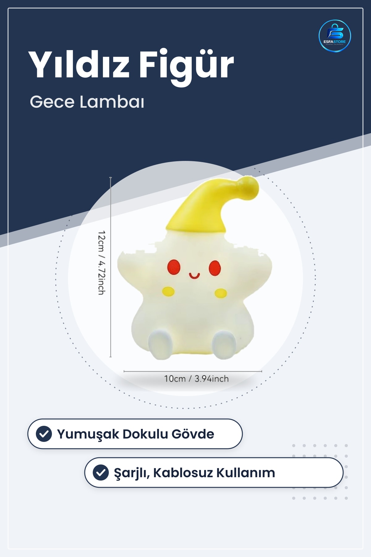 Yıldız Figürlü Pofuduk LED Gece Lambası Masaüstü Yumuşak Dokulu Şarjlı Çocuk Odası Ortam Işığı