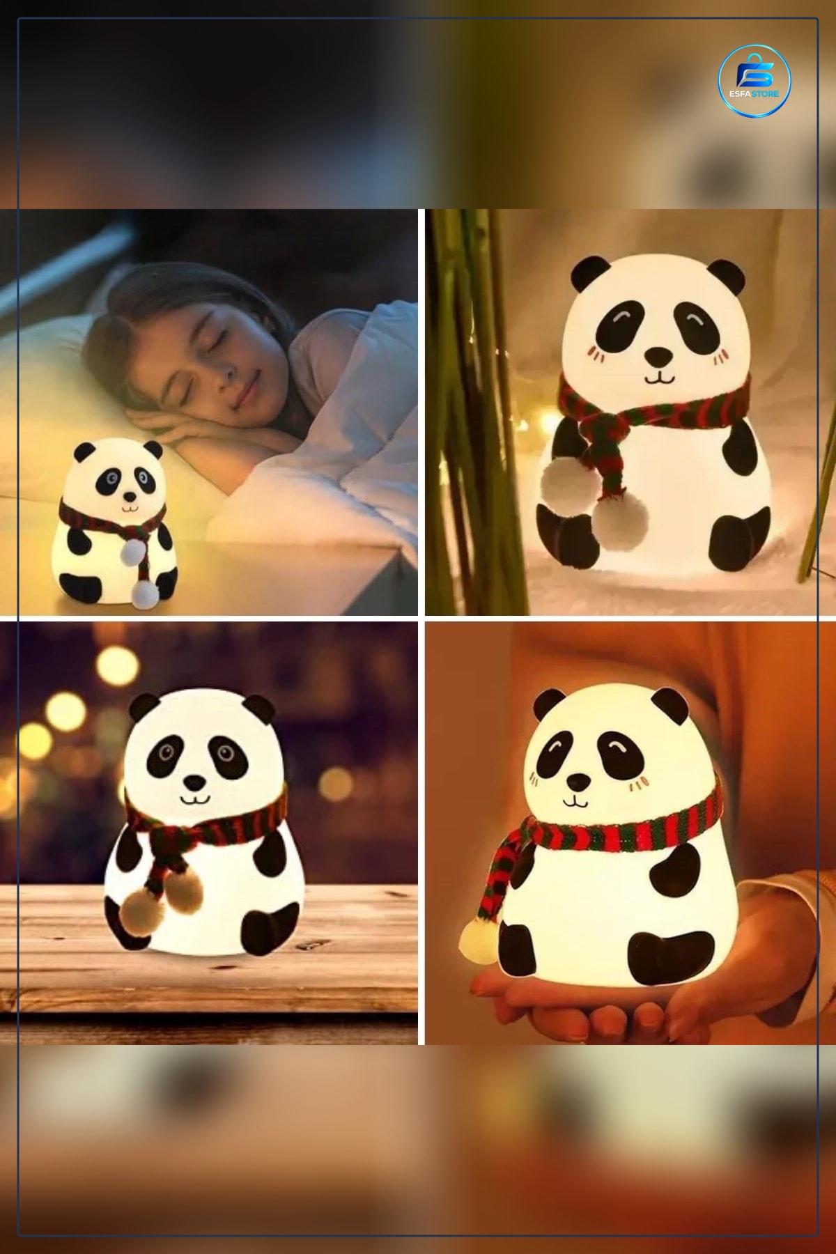 Panda Figürlü Pofuduk Yumuşak Dokulu LED Gece Lambası Çocuk Odası Dekoratif Şarjlı Ortam Işığı