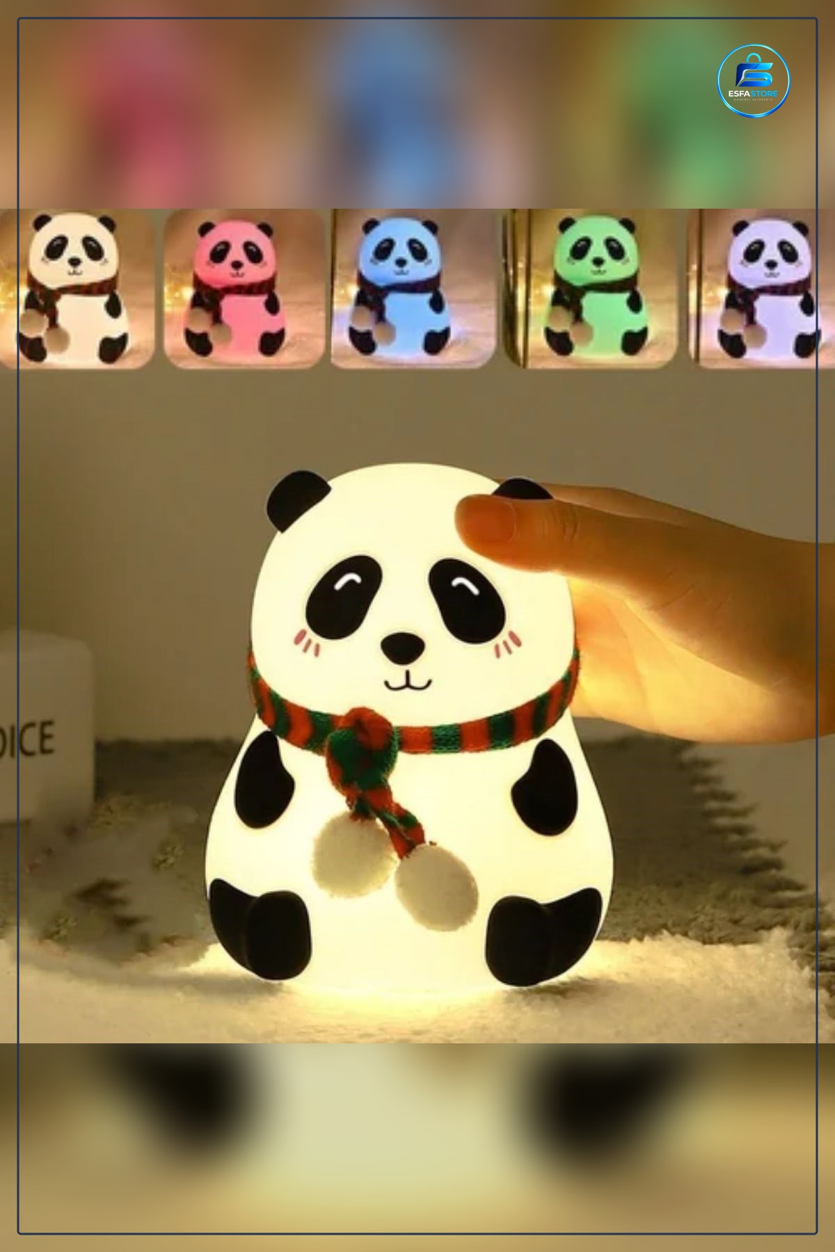 Panda Figürlü Pofuduk Yumuşak Dokulu LED Gece Lambası Çocuk Odası Dekoratif Şarjlı Ortam Işığı