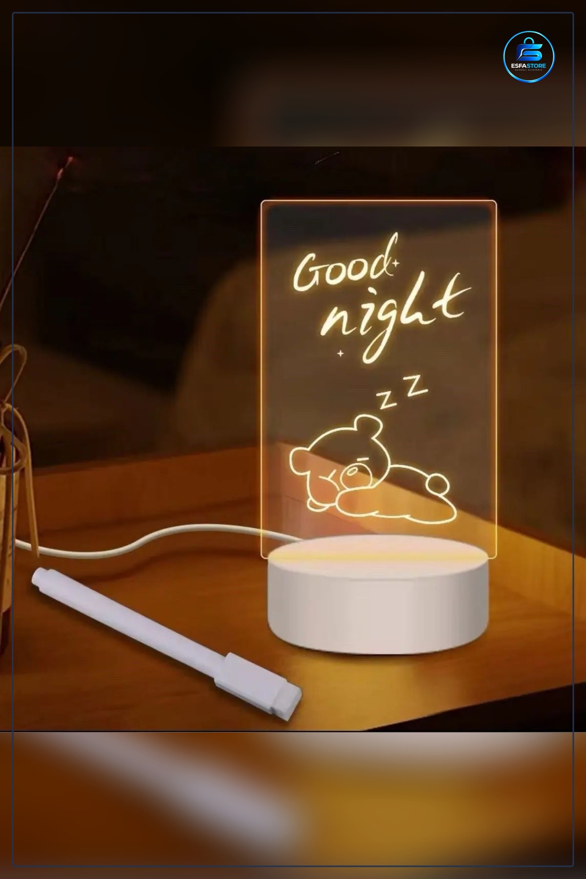 USB Kablolu Işıklı Kalemli Silgili 3D Görselleştirme LED Lamba Yaratıcı Dekor Gece Hediyelik