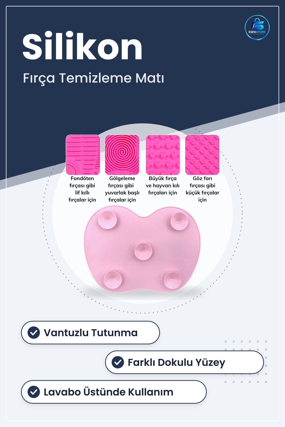 Silikon Makyaj Fırçası Temizleme Matı Pratik Vantuzlu Lavabo Üstü Aparat Kullanışlı Hediyelik