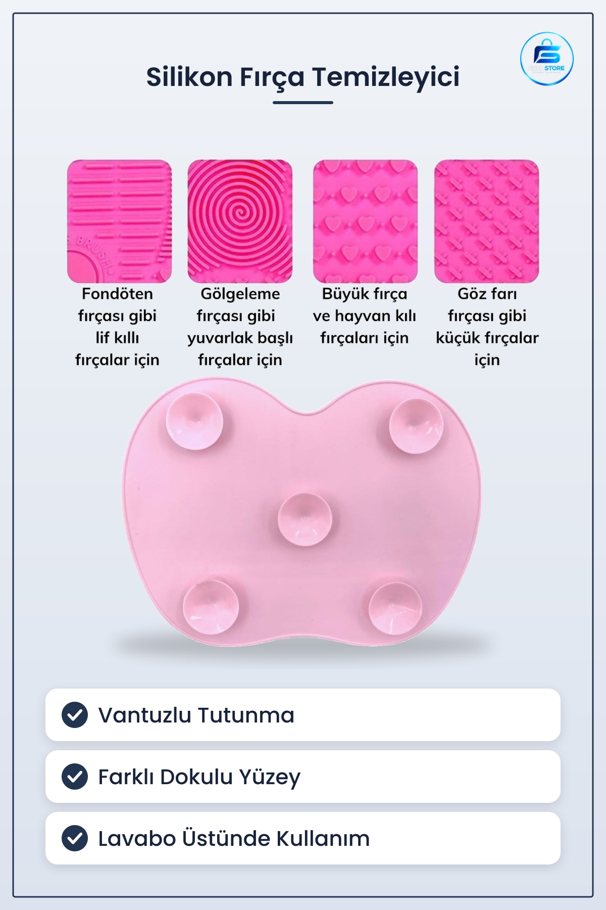 Silikon Makyaj Fırçası Temizleme Matı Pratik Vantuzlu Lavabo Üstü Aparat Kullanışlı Hediyelik