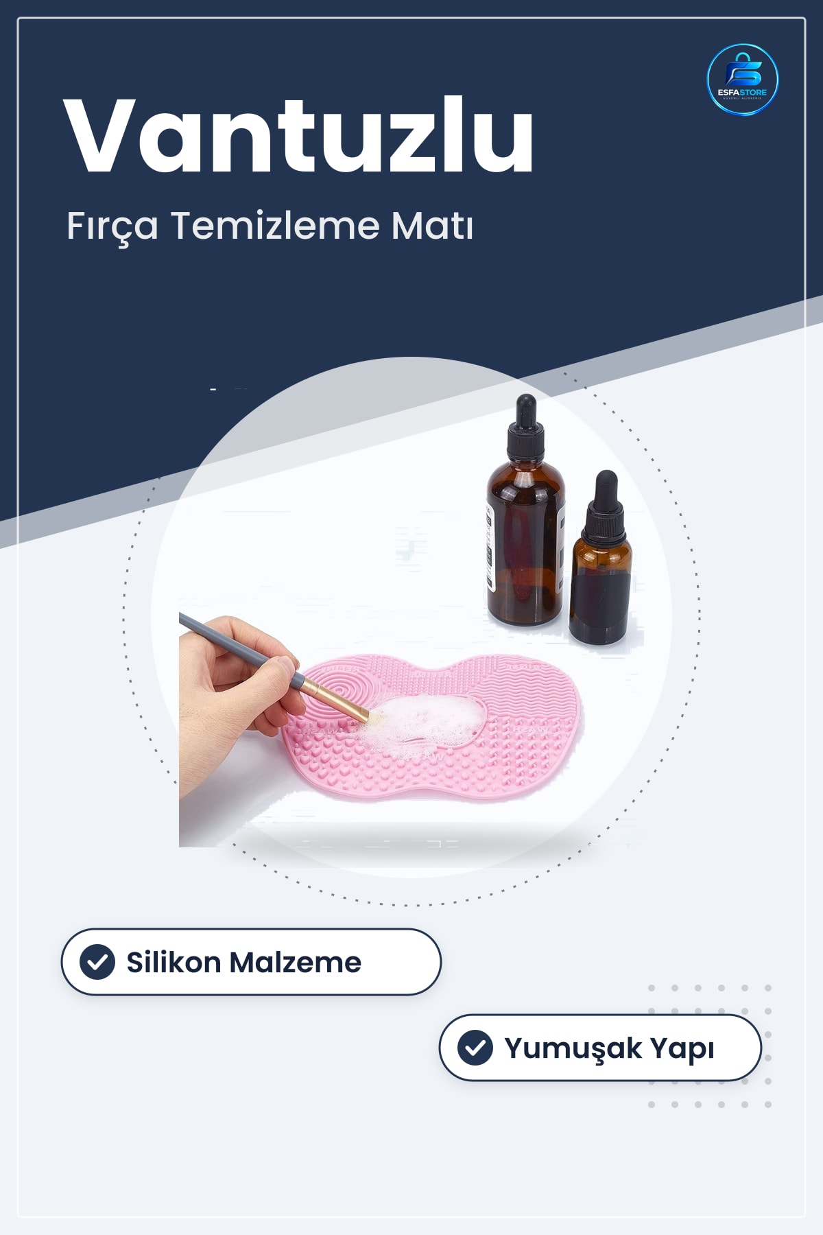 Silikon Makyaj Fırçası Temizleme Matı Aparatı 34x24x1 cm Vantuzlu Pratik Fırça Yıkama Aleti