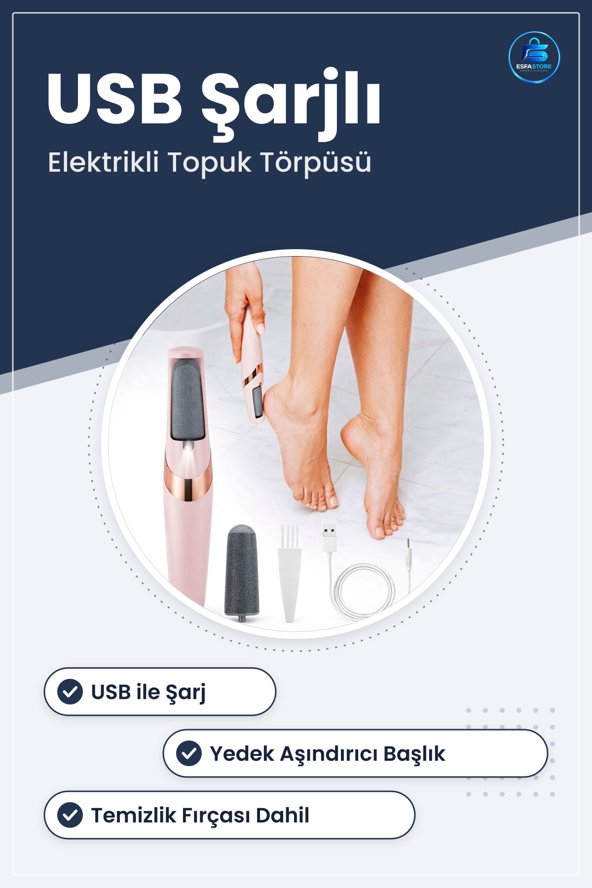 Şarjlı Topuk Törpüsü Elektrikli Ayak Bakım Aleti Pürüzsüz Kullanışlı Pratik Dayanıklı Hediyelik