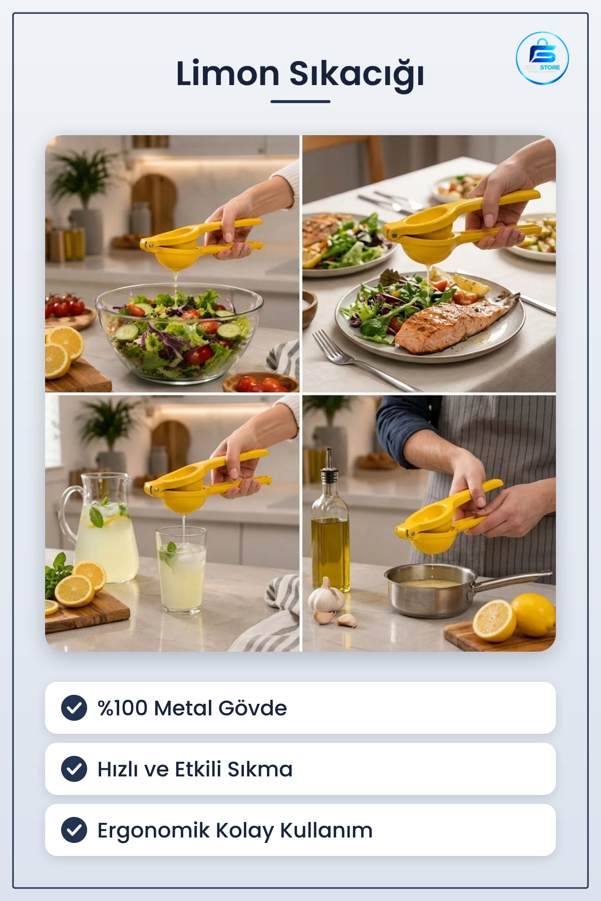 Manuel Limon Sıkacağı Sarı Metal Narenciye Sıkma Aparatı Dayanıklı Pratik Mutfak Yardımcısı