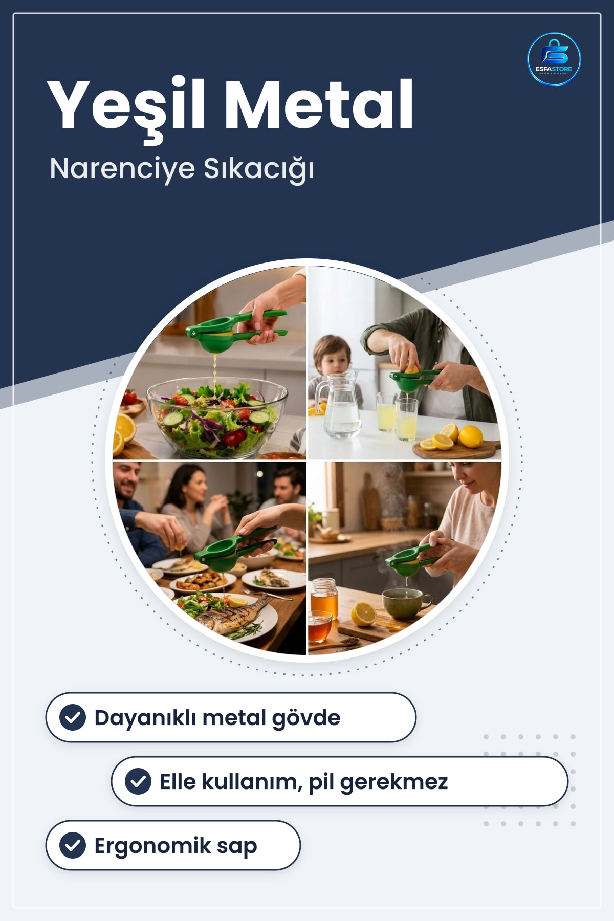 Manuel Limon Sıkacağı Yeşil Metal Narenciye Sıkma Aparatı Dayanıklı Pratik Mutfak Yardımcısı