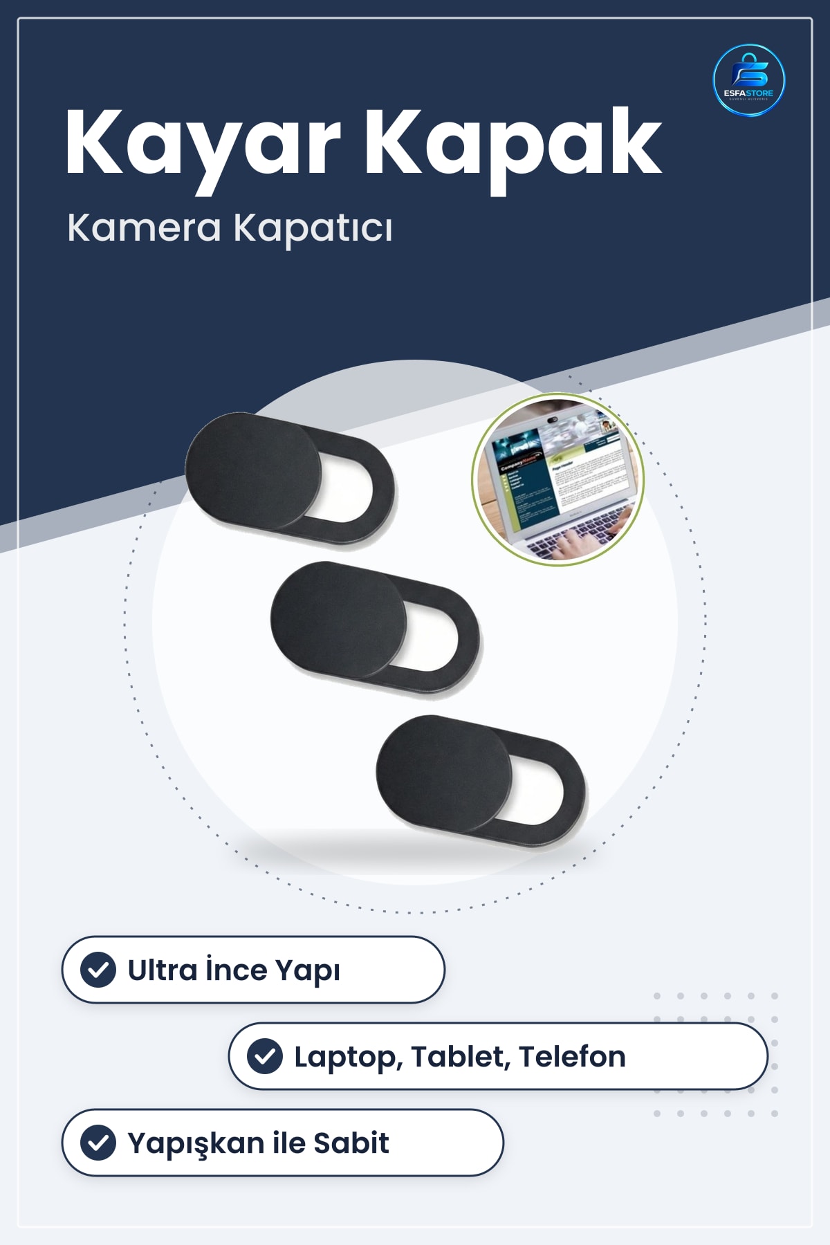 Webcam Kapatıcı Gizlilik Kamera Kapağı Laptop Tablet Telefon Uyumlu Kayar Plastik Pratik Kullanışlı