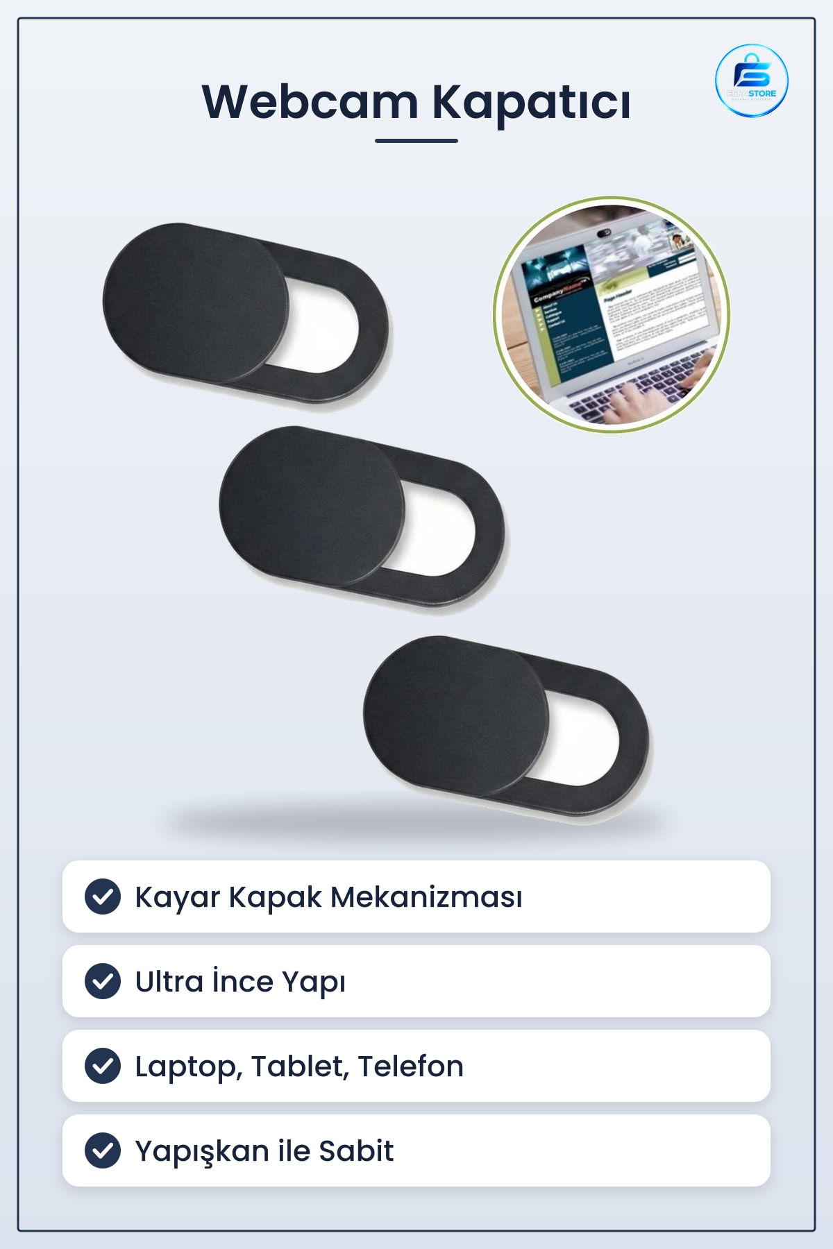 Webcam Kapatıcı Gizlilik Kamera Kapağı Laptop Tablet Telefon Uyumlu Kayar Plastik Pratik Kullanışlı