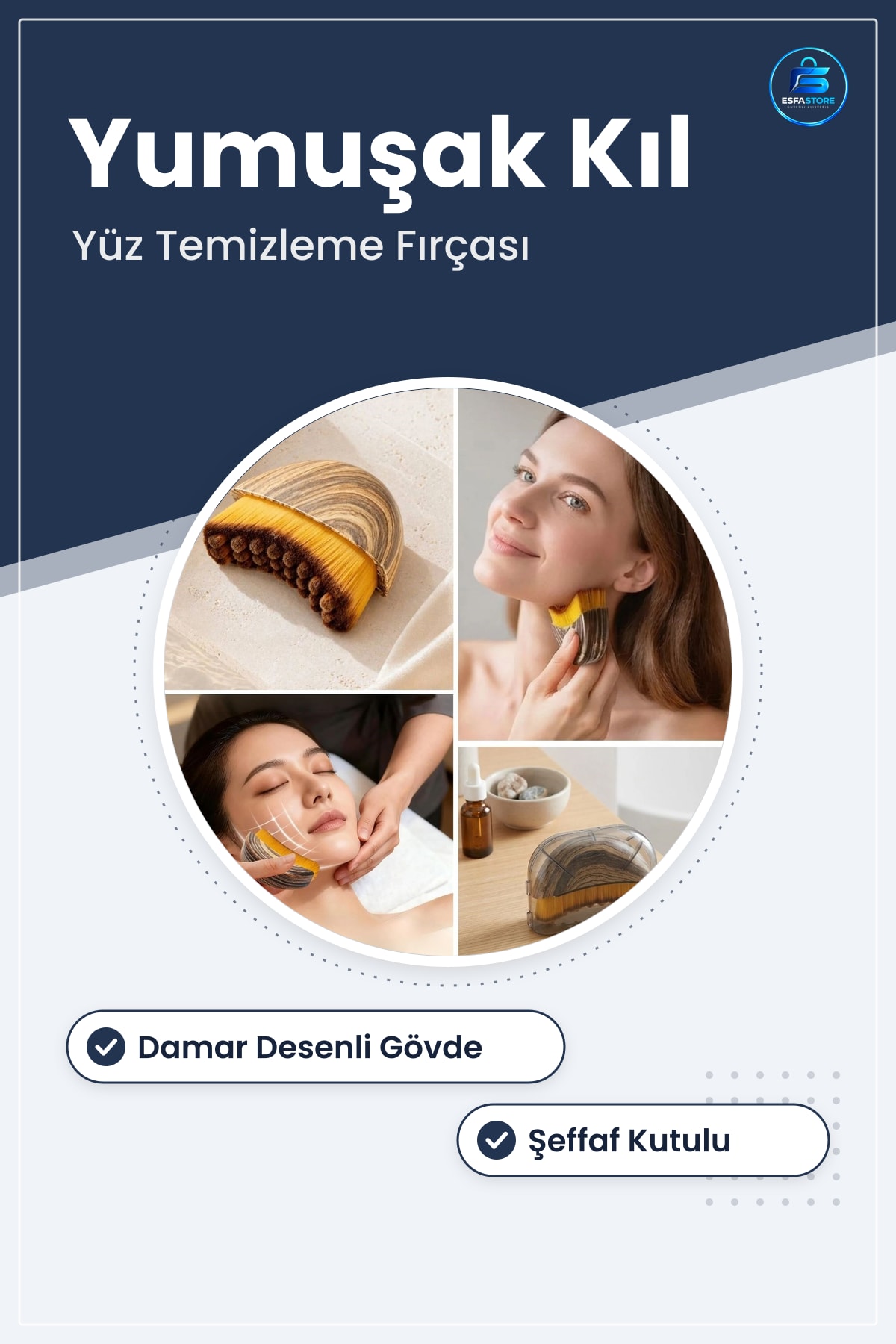 Lenf Drenaj Yüz Bakım Fırçası Yumuşak Kıllı Masaj Aparatı Cilt Temizleme Çene Hattı Pratik Kutulu