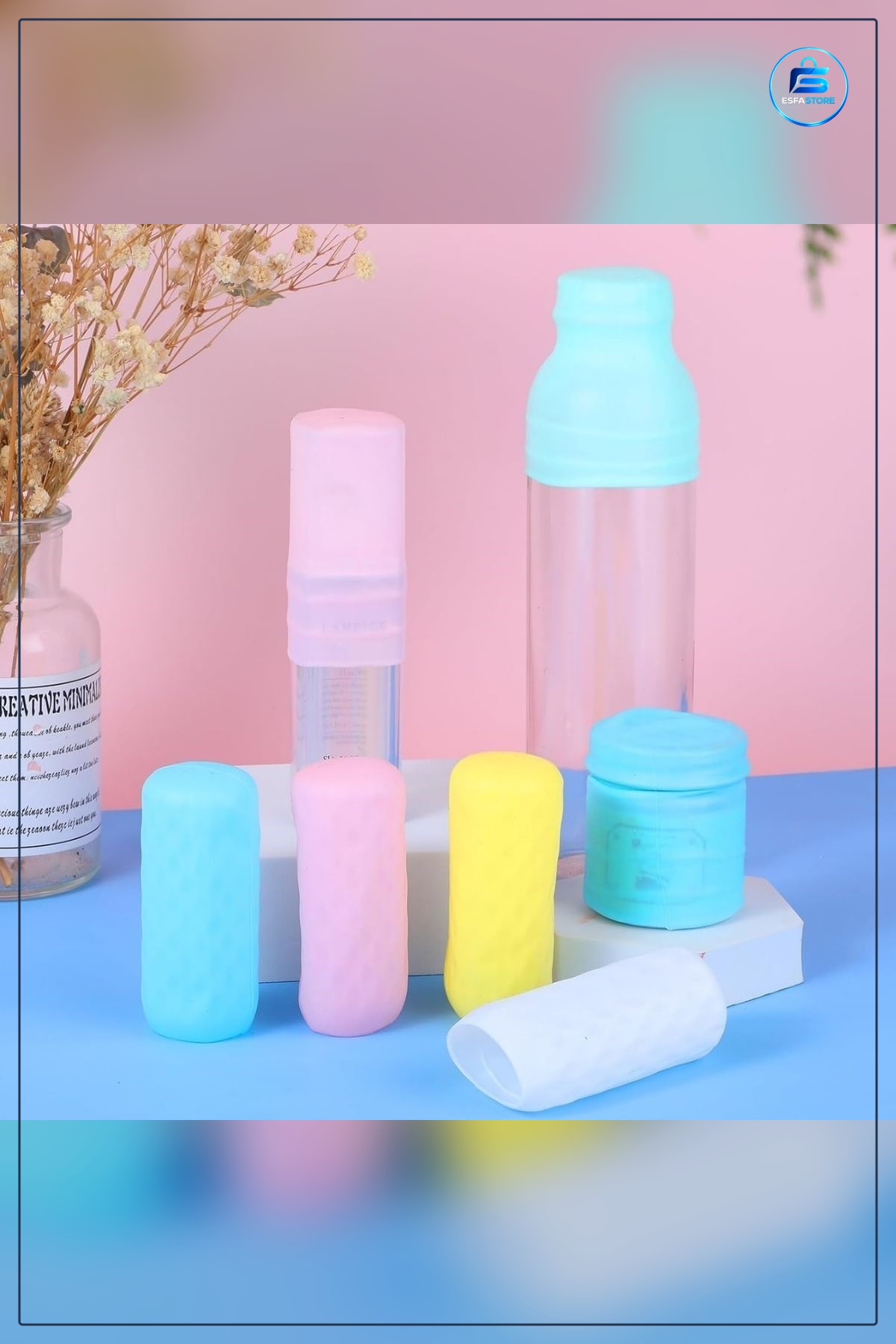 Silikon Şişe Kapağı 2 Adet Seyahat Tipi Sızdırmaz Banyo Düzenleyici Şampuan Losyon Koruyucu