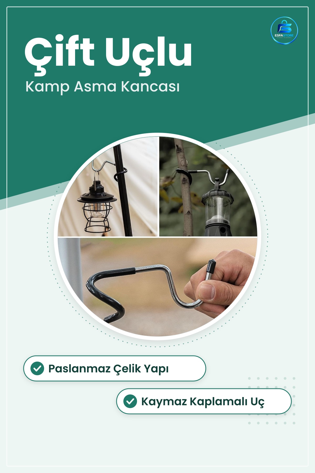 S Şekilli Kaymaz Paslanmaz Çelik Kamp Asma Kancası Çadır Mutfak Garaj Çok Fonksiyonlu Eşya Askısı