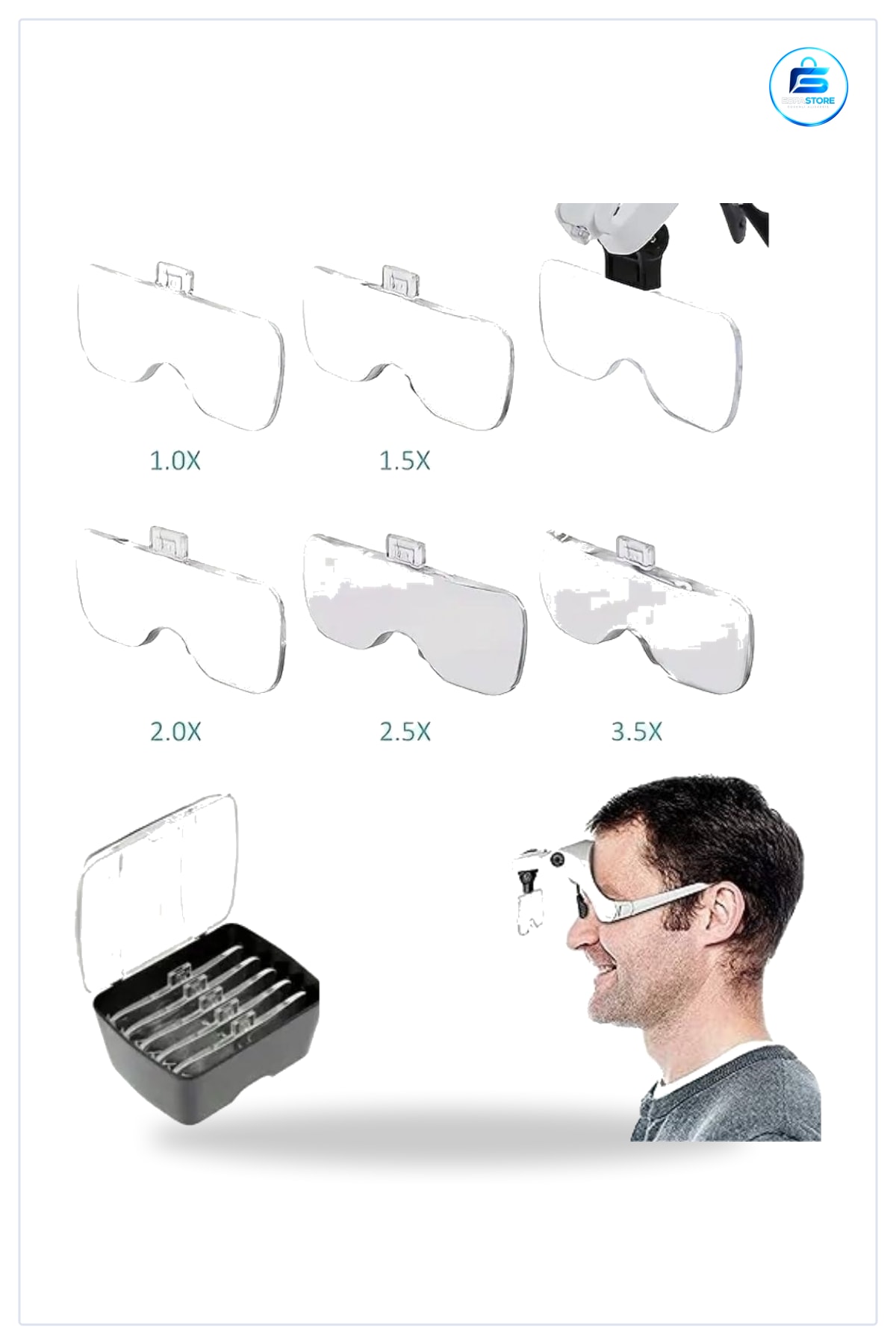 Led Işıklı Gözlük Tipi Büyüteç Ayarlanabilir Pilli Eller Serbest Hobi Tamir Çalışması Pratik