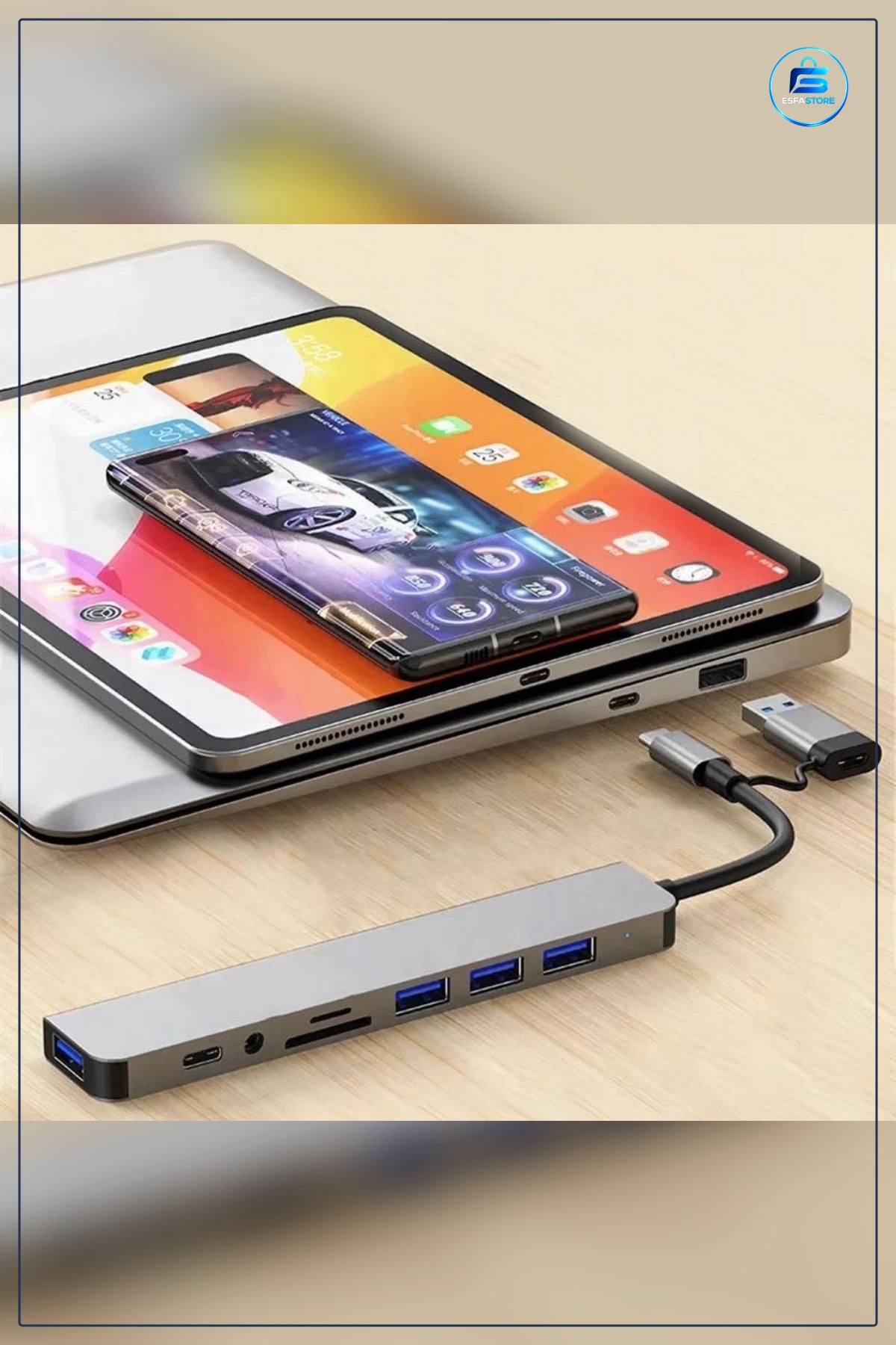 Type C Çoklayıcı USB Çevirici Hub Notebook MacBook Uyumlu HDMI Çıkışlı SD Kart Okuyucu Aktarıcı