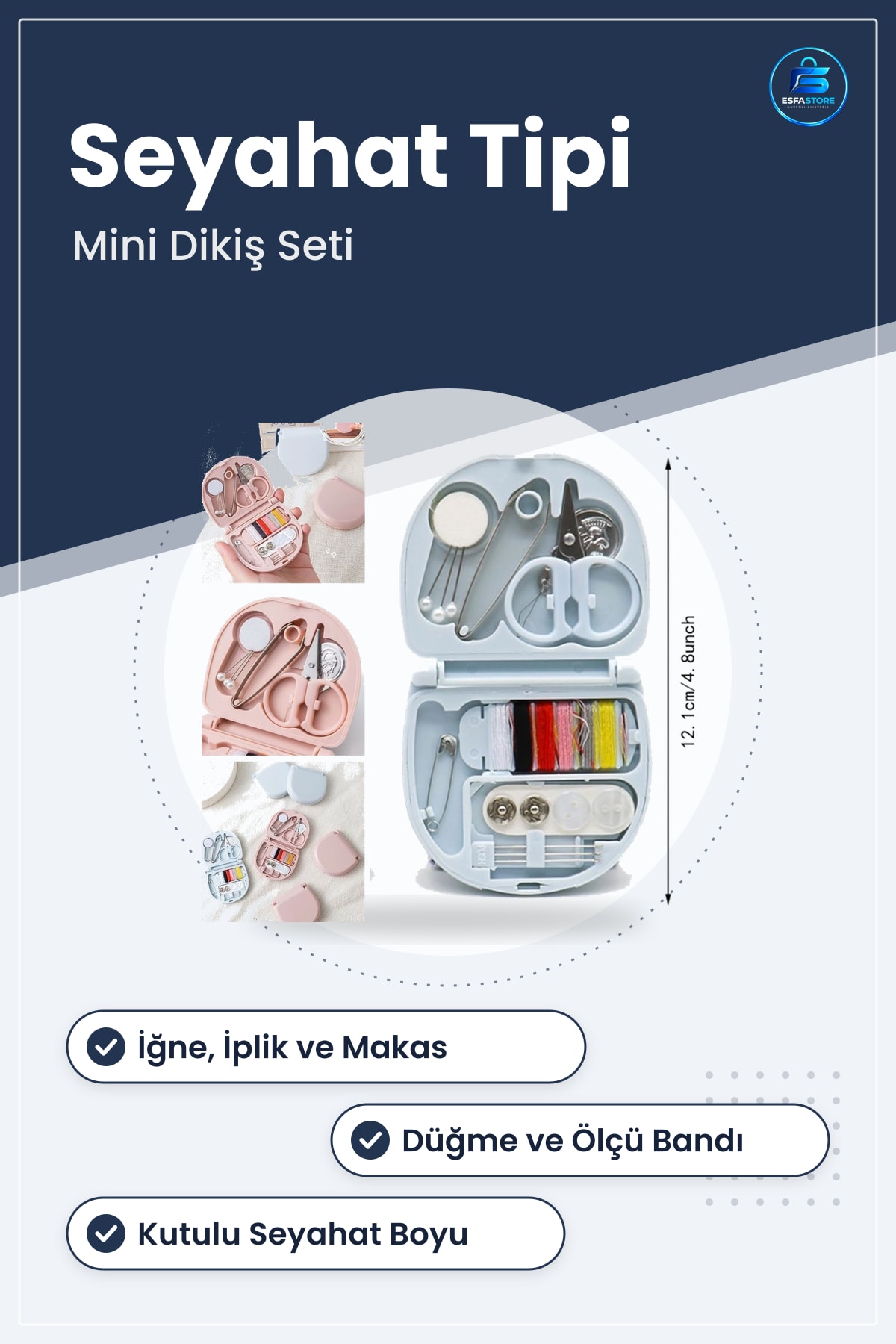 Mini Seyahat Dikiş Seti Taşınabilir Kutulu İğne İplik Makas Düğme Kullanışlı Pratik Hediyelik