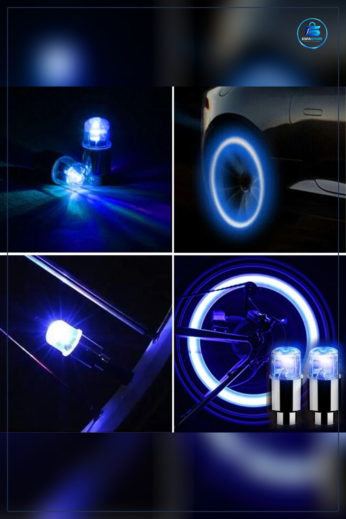 Gece Parlayan LED Hava Valfi Işık Kapağı Araba Motosiklet Bisiklet Lastik Sibop Seti Evrensel