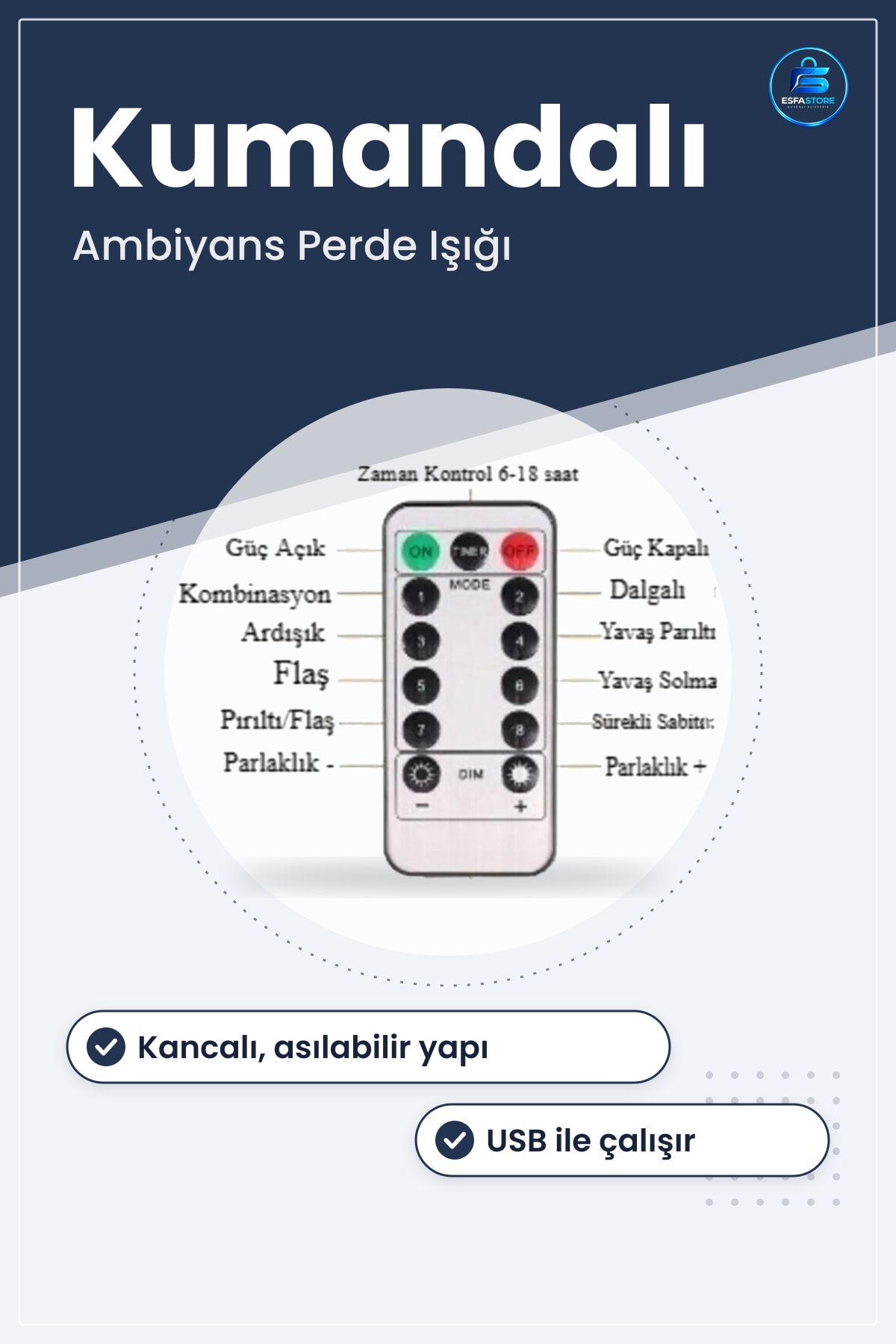 LED Perde Işığı Uzaktan Kumandalı USB Peri Dekoratif Kancalı Ambiyans Aydınlatma Hediyelik
