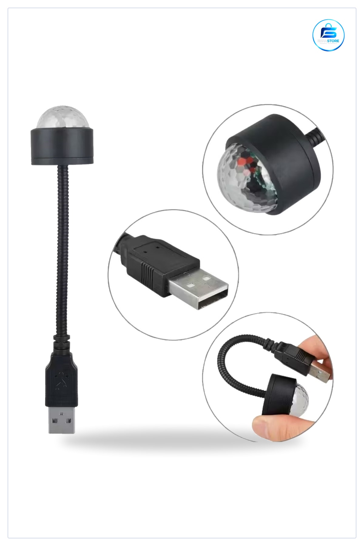 USB Sese Duyarlı Işıklı LED Atmosfer Işığı Araç İçi Ambiyans Aydınlatması Projeksiyon Lambaı