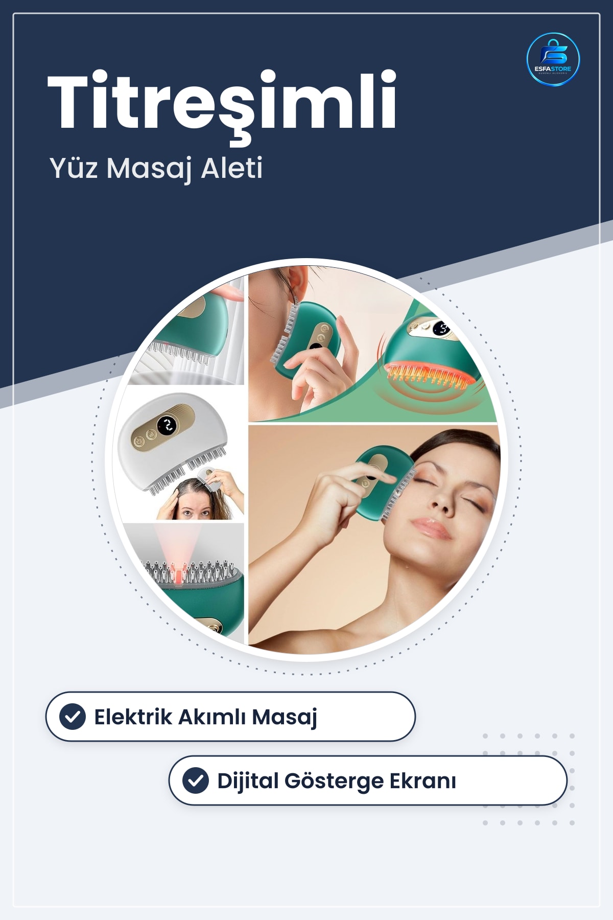 Elektrik Akımlı EMS Titreşimli Yüz Masaj Tarağı Kademeli Ayarlı Cilt Bakım Aleti Hediyelik