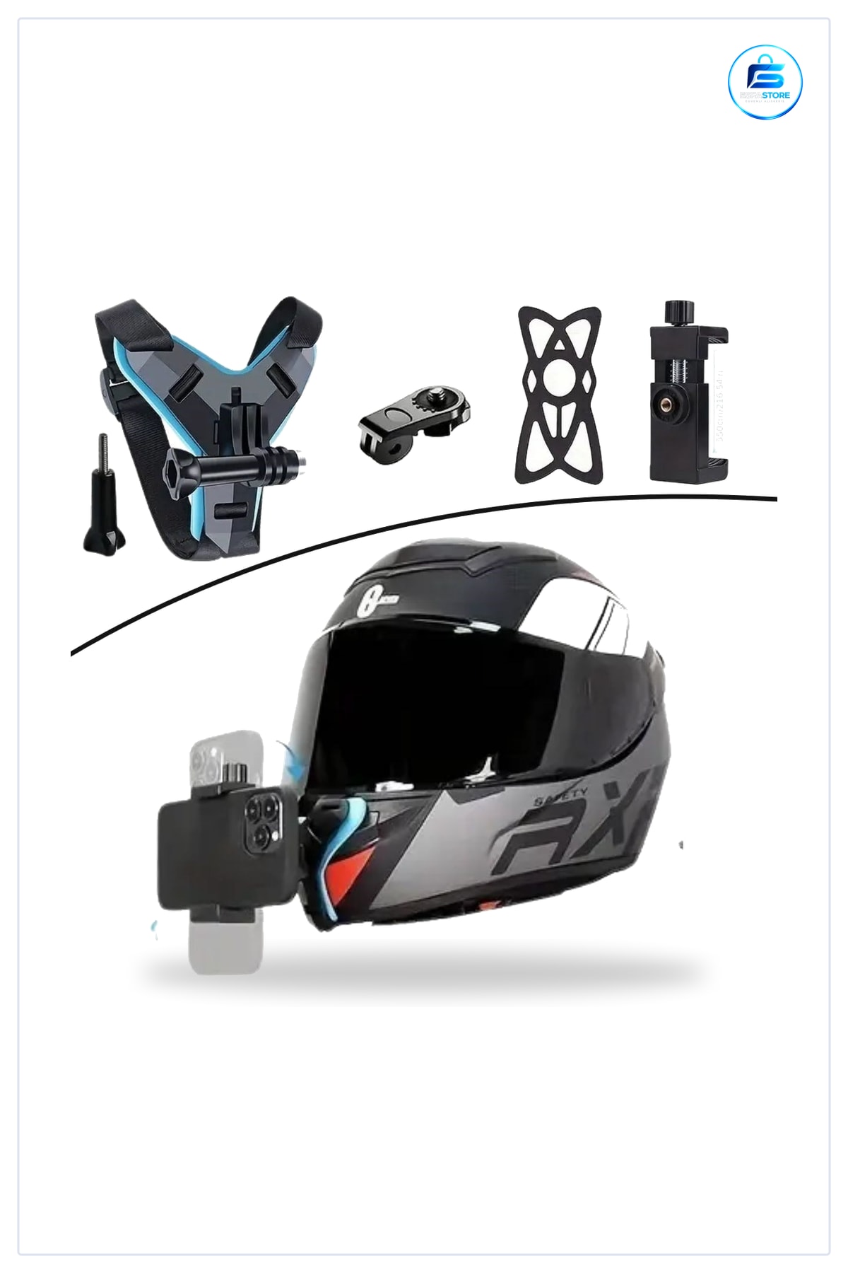 Motosiklet Kask Önü Telefon Tutucu Aksiyon Kamerası Takılabilen Aparat Evrensel Montaj Sistemi
