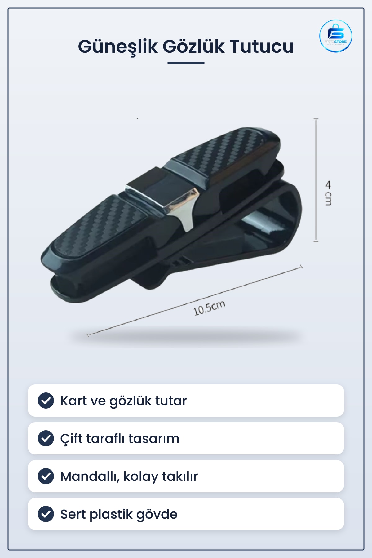 Araç Güneşliğine Takılan Gözlük ve Kart Tutucu Aparat Çift Taraflı Pratik Dayanıklı Kullanışlı