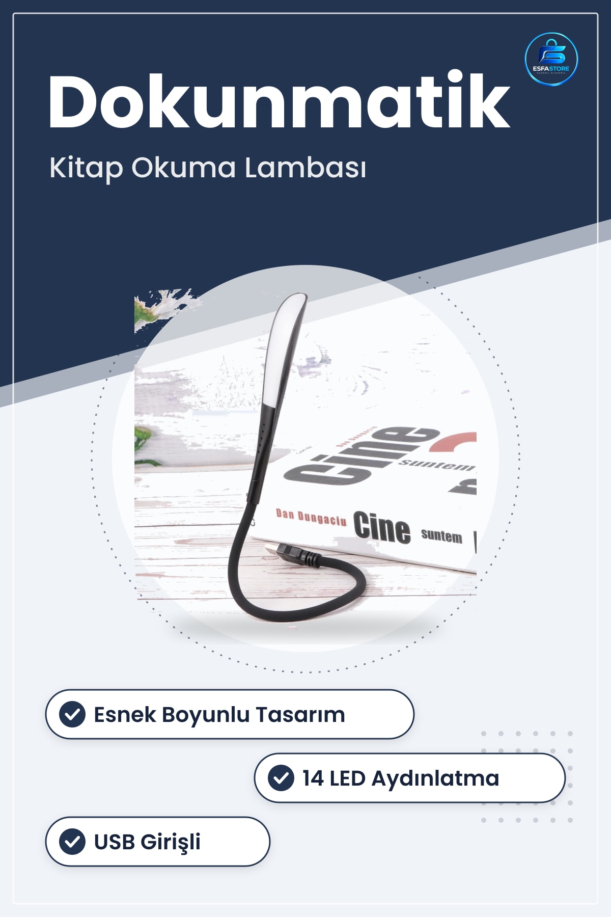 USB Girişli Dokunmatik Kitap Okuma Lambası Esnek Boyunlu Masa Aydınlatma LED Pratik Hediyelik