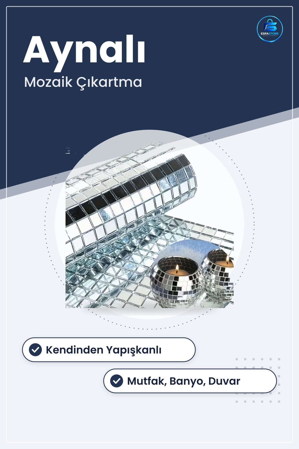El İşi Kare Cam Mozaik Fayans Çıkartması Kendinden Yapışkanlı Aynalı Dekor Panel Ev Dekorasyonu