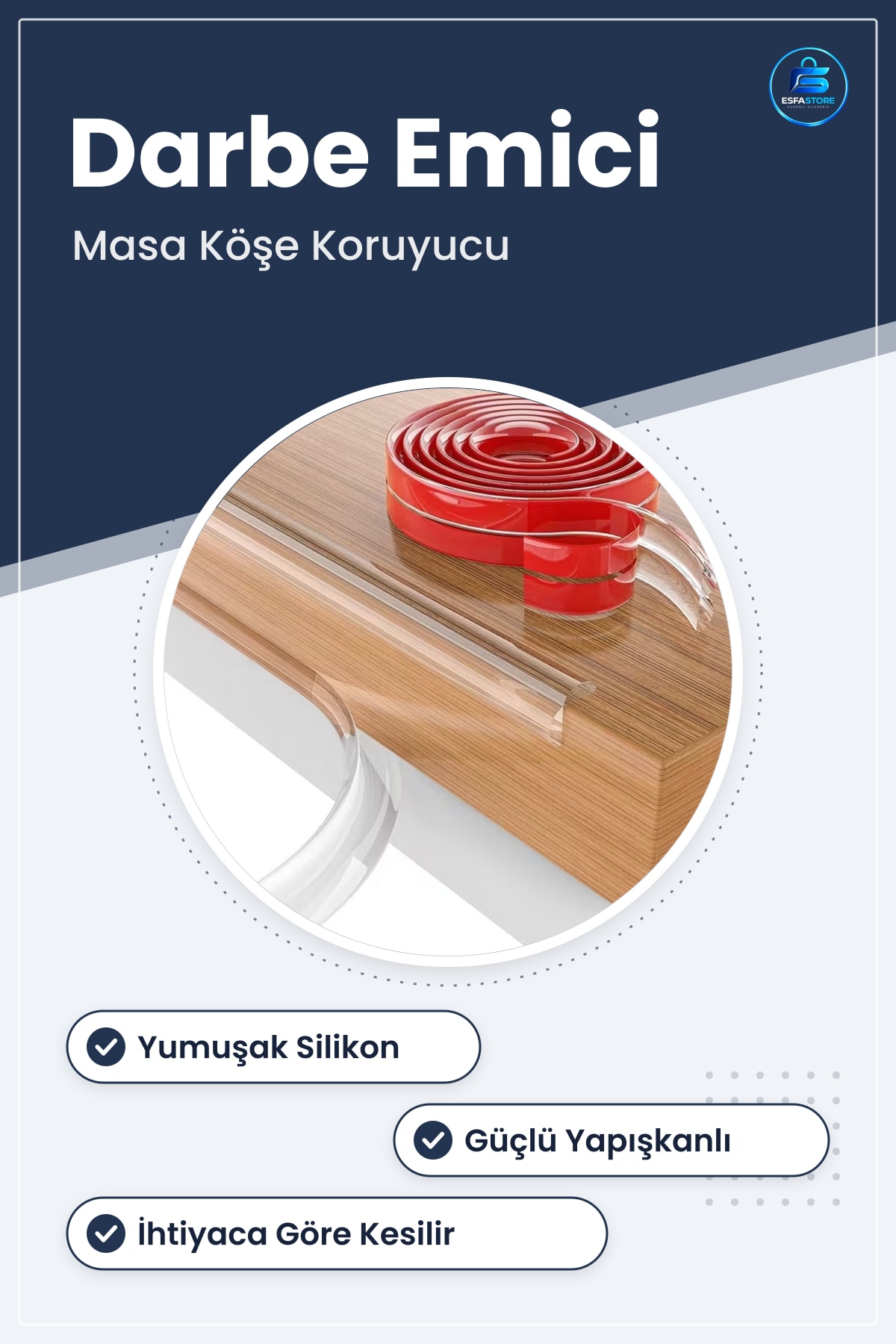 Silikon Kenar Şerit Şeffaf Masa Köşe Koruyucu Güçlü Yapışkanlı Bebek Güvenlik Darbe Emici Bant