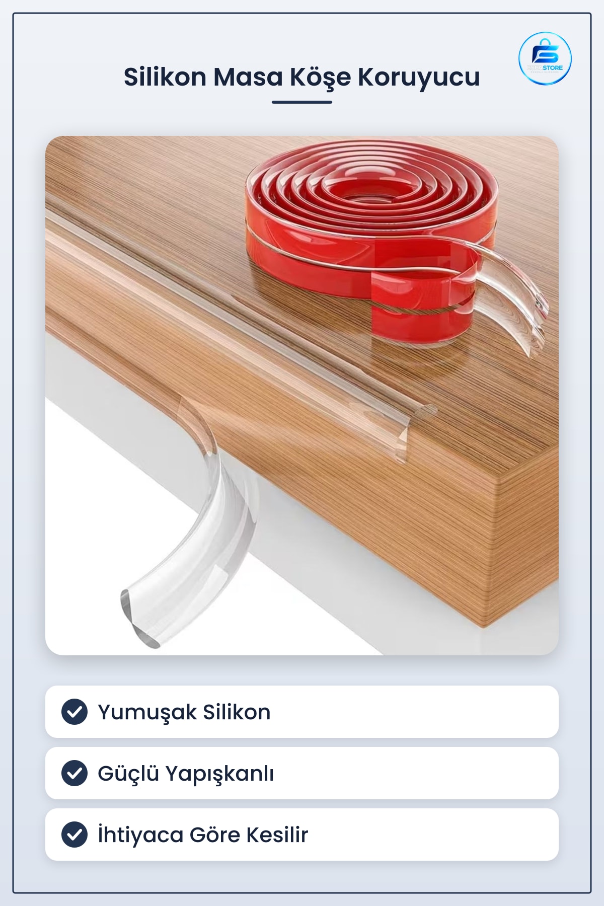 Silikon Kenar Şerit Şeffaf Masa Köşe Koruyucu Güçlü Yapışkanlı Bebek Güvenlik Darbe Emici Bant