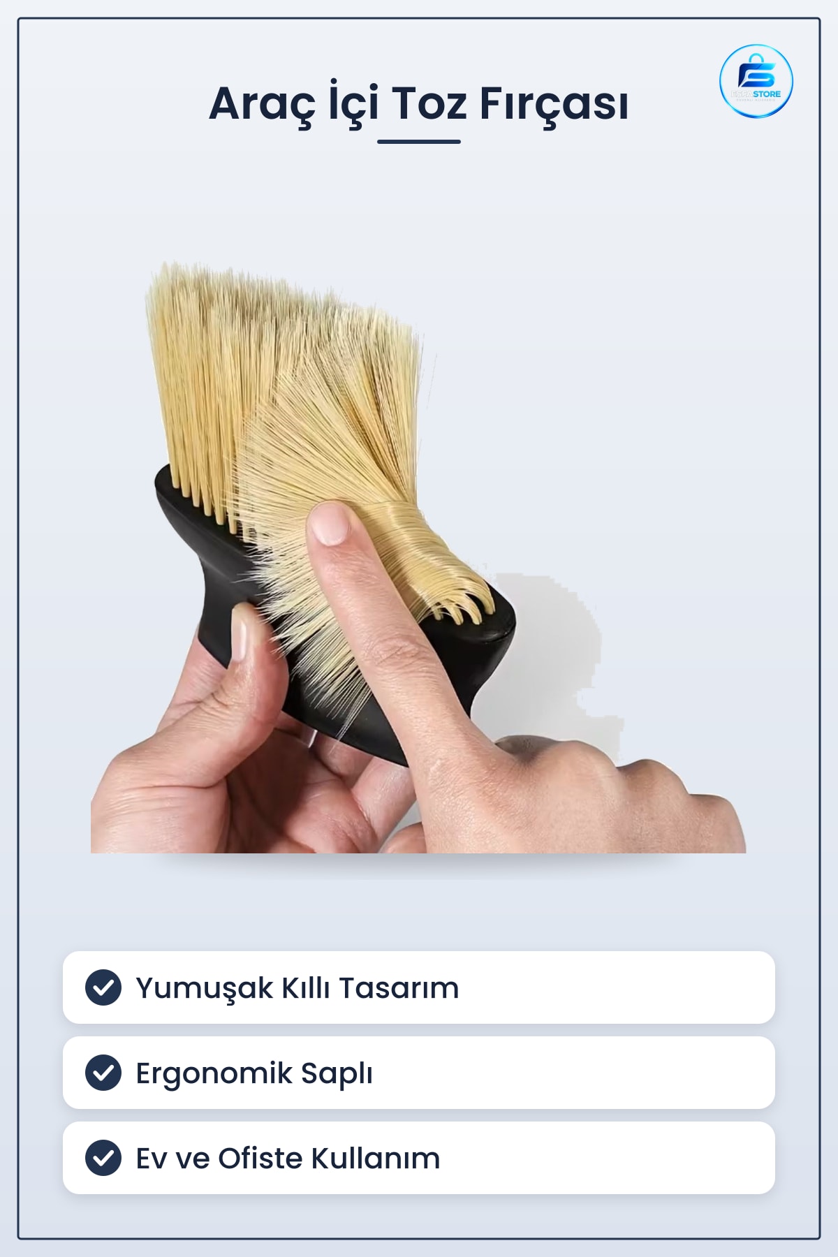 Araç İçi Detaylı Toz Temizleme Fırçası Yumuşak Kıllı Ergonomik Saplı Kullanışlı Özel Tasarım