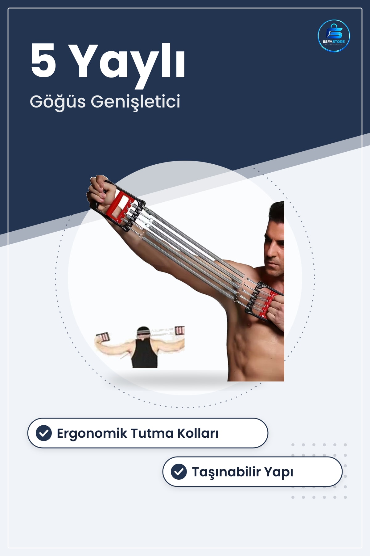 Göğüs Genişletme Kuvvet Egzersiz Aleti Yaylı Ayarlanabilir Fitness Antrenman Ekipmanı Taşınabilir