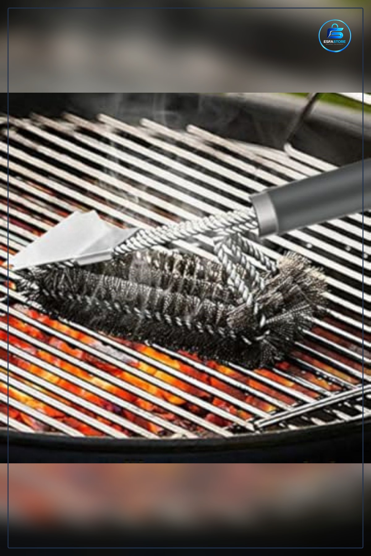 Paslanmaz Çelik Telli Uzun Saplı Mangal Izgara Temizleme Fırçası Grill Temizlik Aparatı Pratik