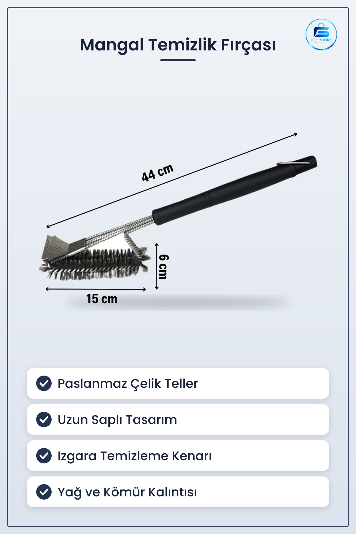 Paslanmaz Çelik Telli Uzun Saplı Mangal Izgara Temizleme Fırçası Grill Temizlik Aparatı Pratik